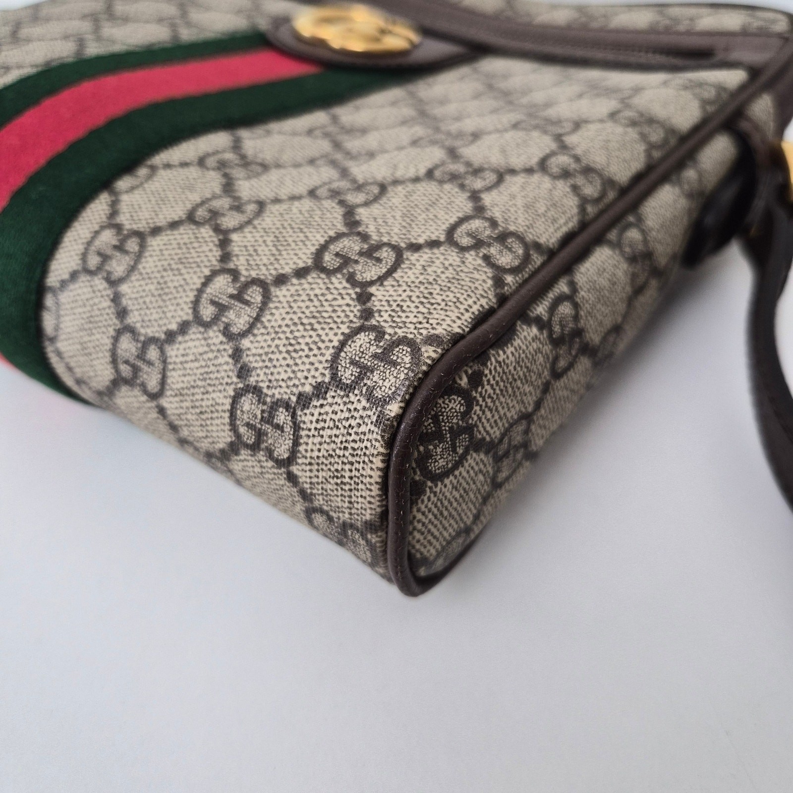 Gucci GG Supreme Monogram Web Small Ophidia Messenger Bag Brown