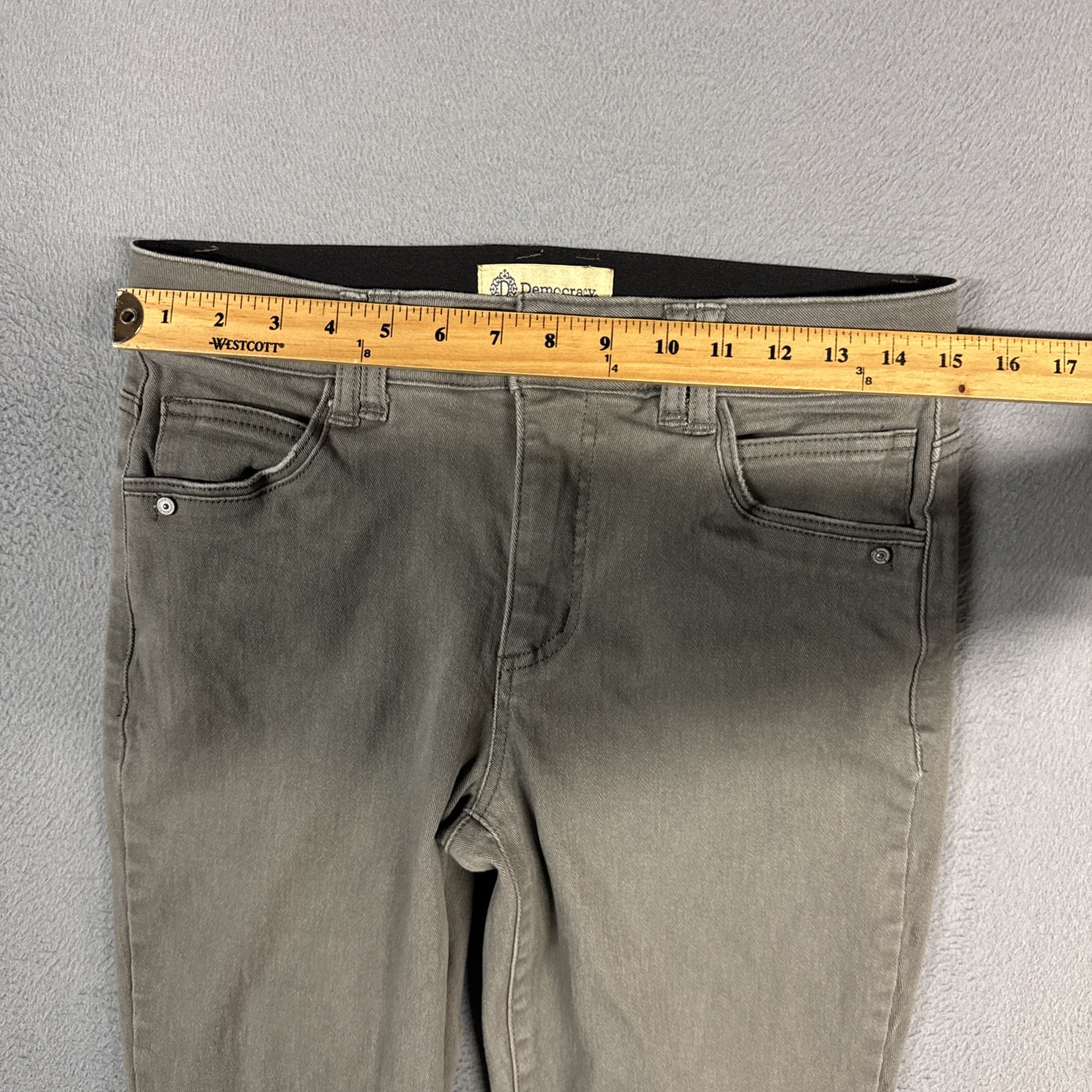 Democracy Jeans Womens 8 Gray Green Straight Frayed Ab Technology Stretch Cotton