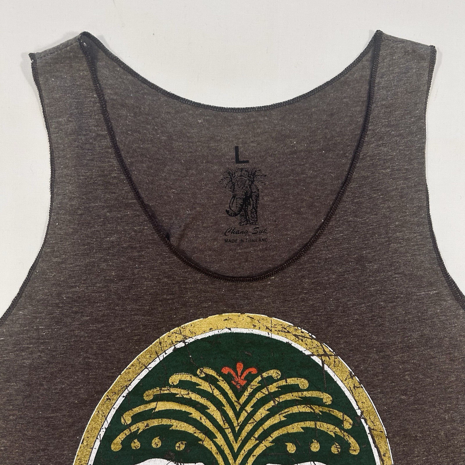 Chang Beer Thailand Mens Large Tank Top Shirt 100% Cotton Soft Summer Elephant