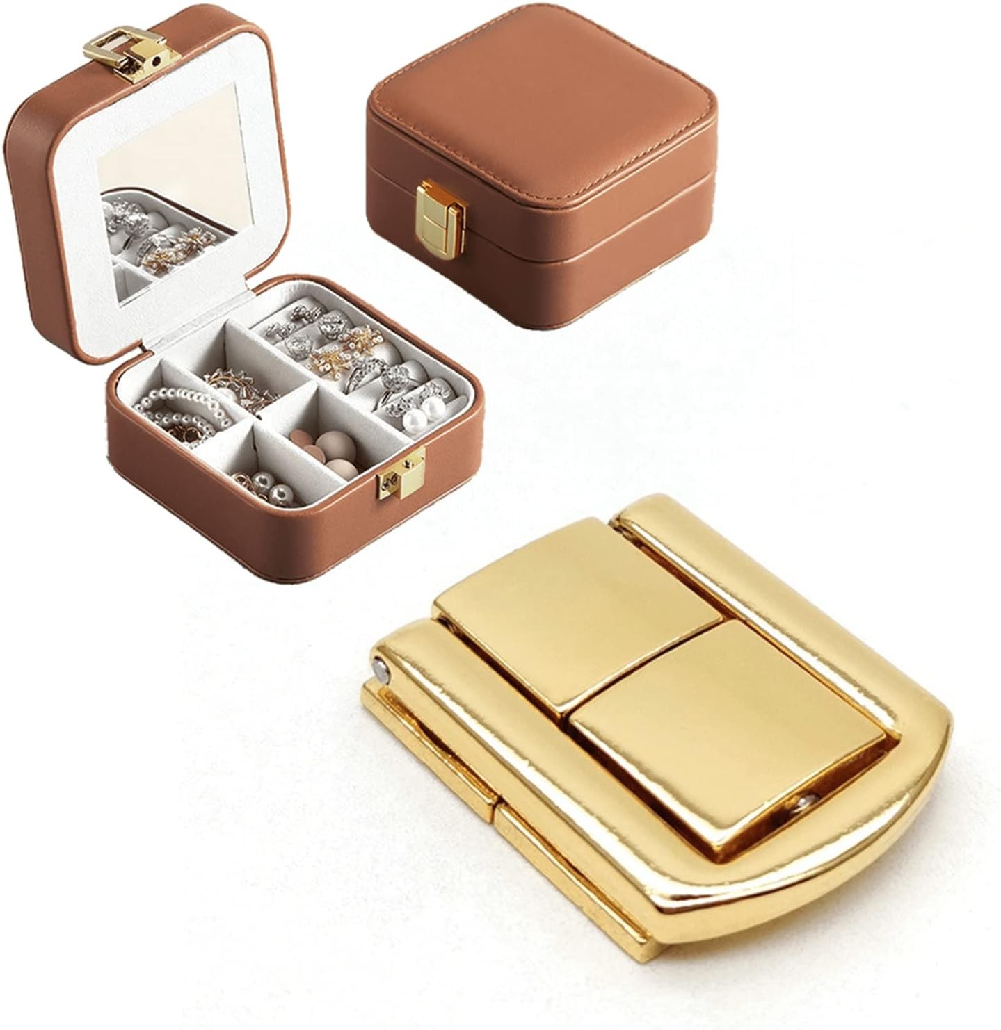 Toggle Catch Lock 0.98″X0.79″ Gold Retro Style Iron Hasp Wood Chest Lock Latch C