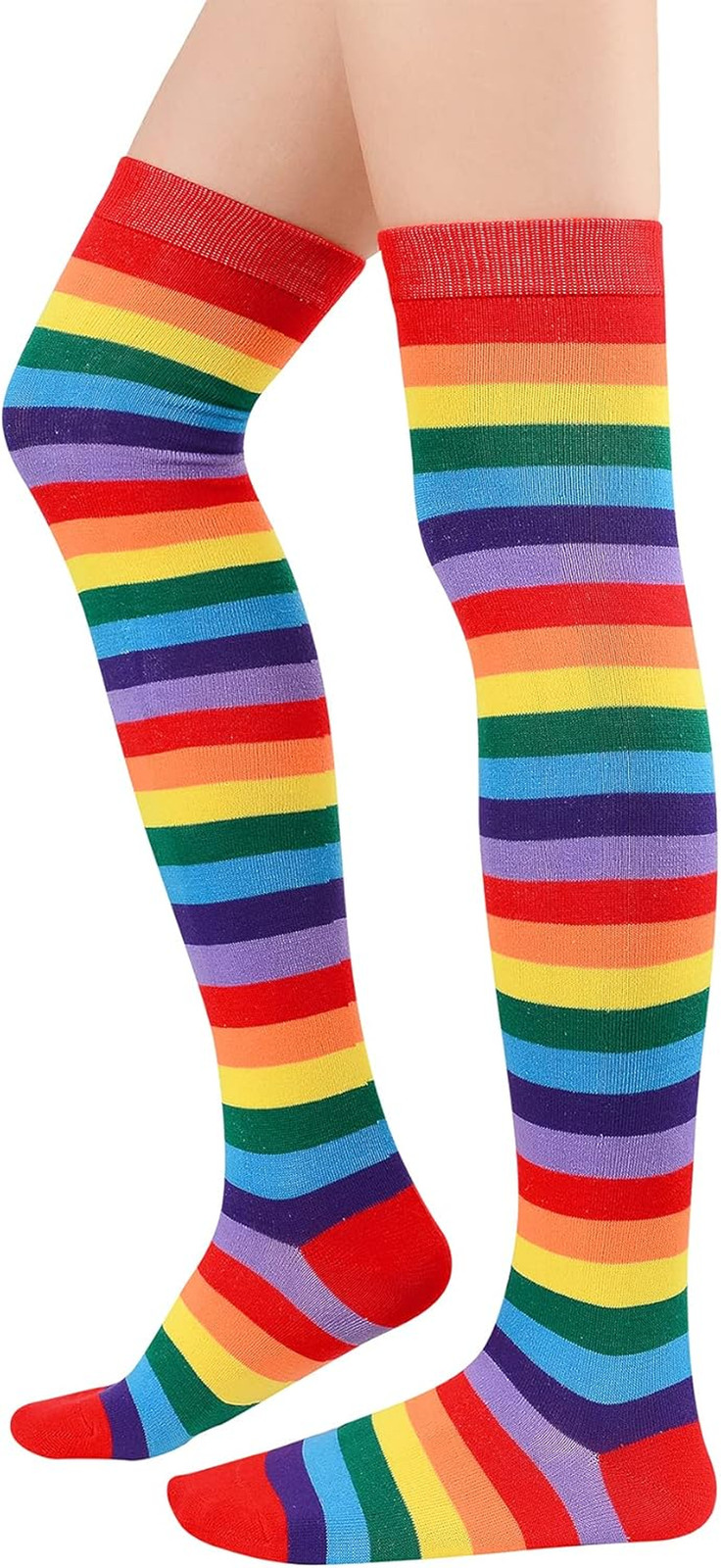 Womens Stripes Thigh High Socks Thigh Highs Casual Knee High Stockings