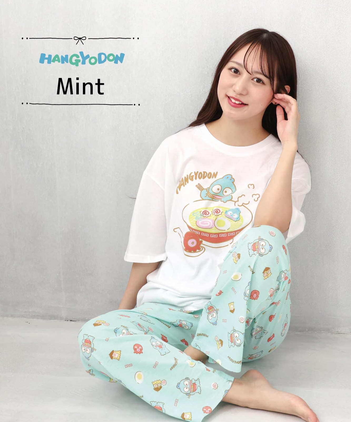Hangyodon pajamas, plain, Lady’s, short sleeves, long pants