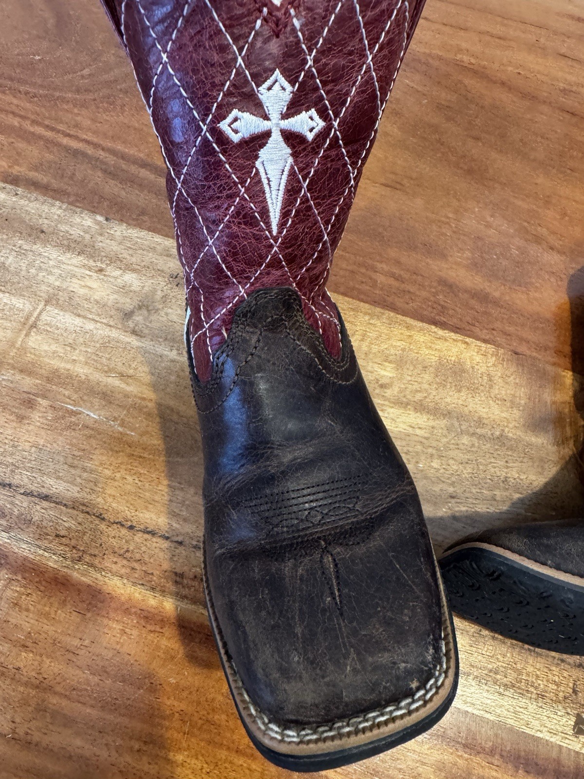Twisted X Cross Boots Western Leather Red Brown Little Boys 8.5 M