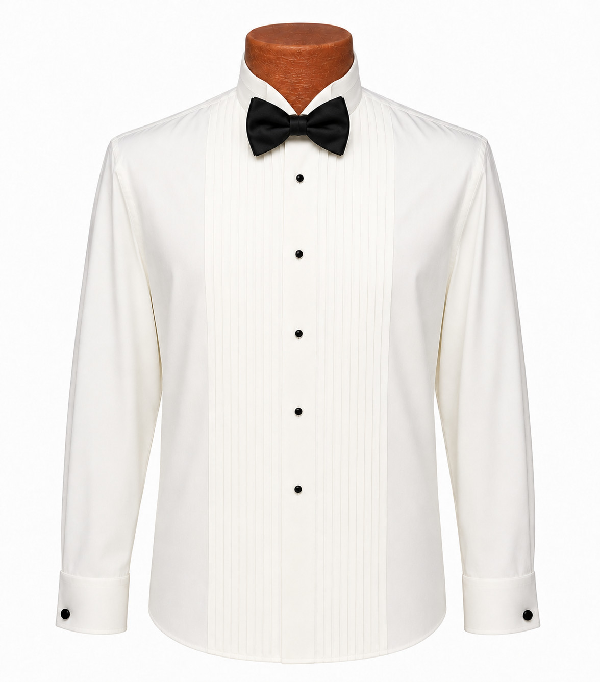 Men’s Ivory Tuxedo Shirt Wing Collar Pleated Front Off-White Bone Formal