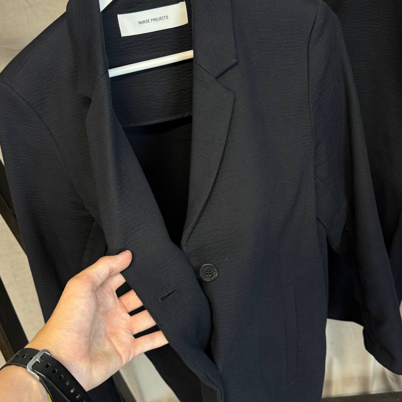 Rare Norse Projects Yrsa Waffle Suit Set Blazer Trousers Black Made in Portugal