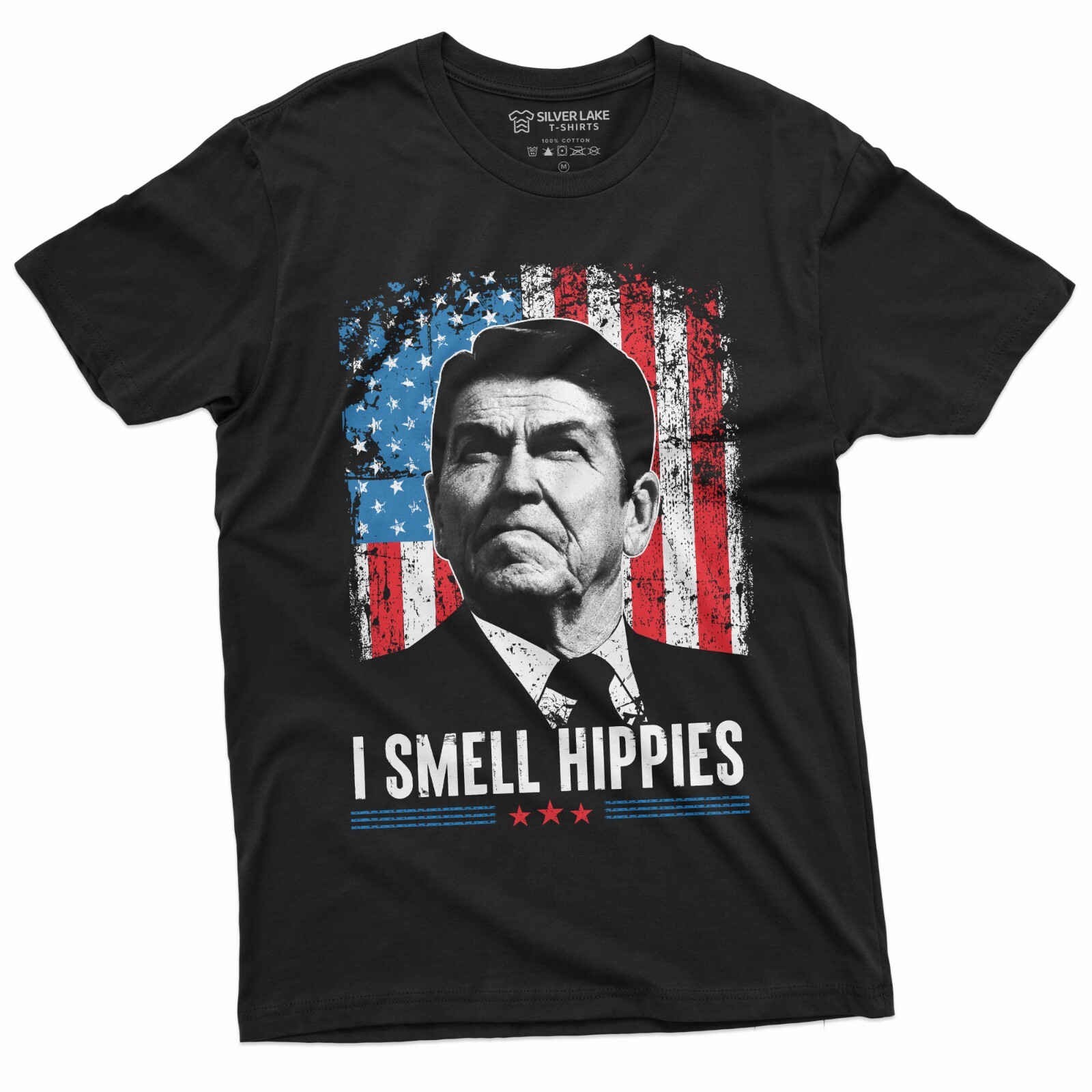 Men’s I smell Hippies T-shirt US President Tee Funny 4th of July Tee