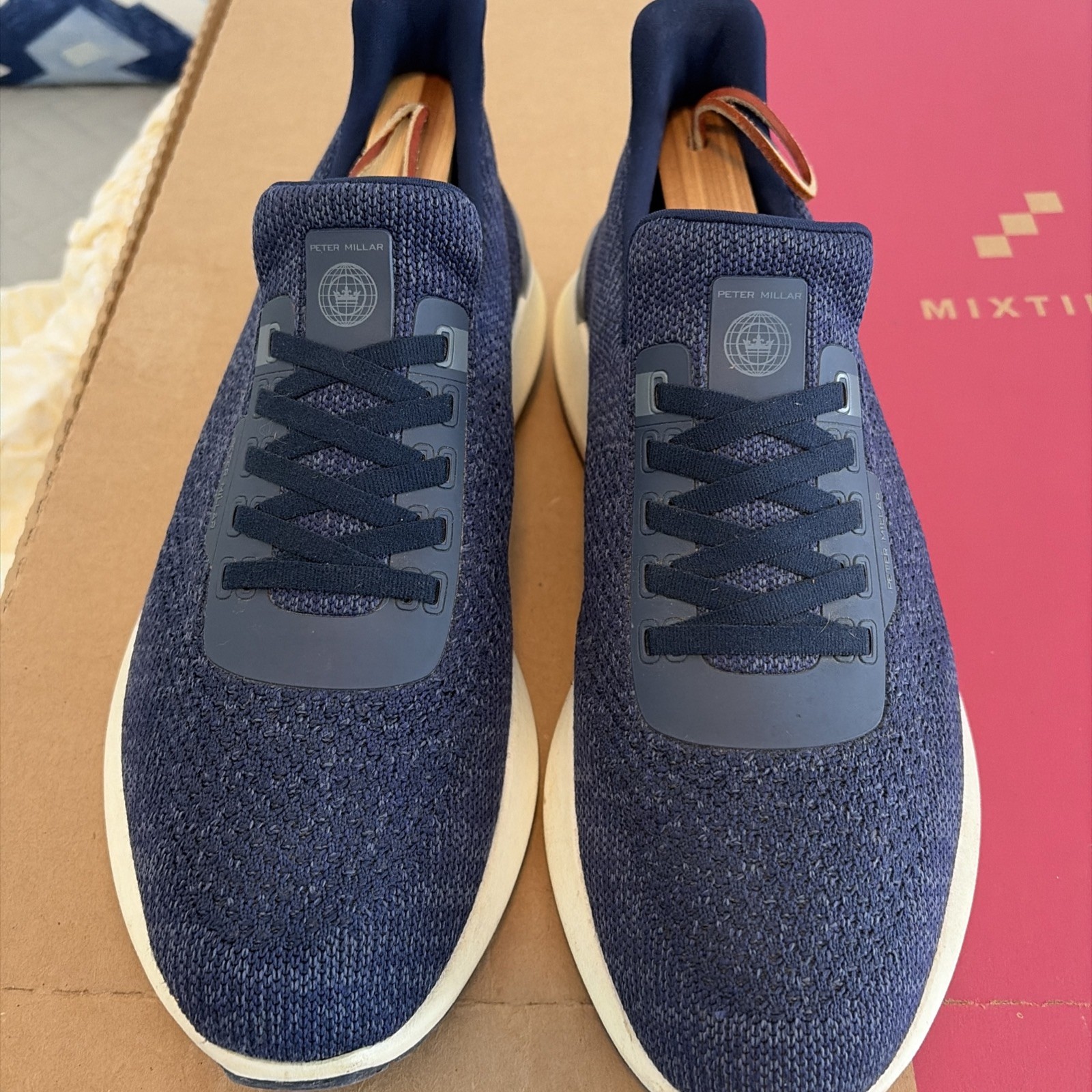 Peter Millar Hyperlight Apollo Men’s Size 10 Navy Blue Knit Sneakers. MSRP $185
