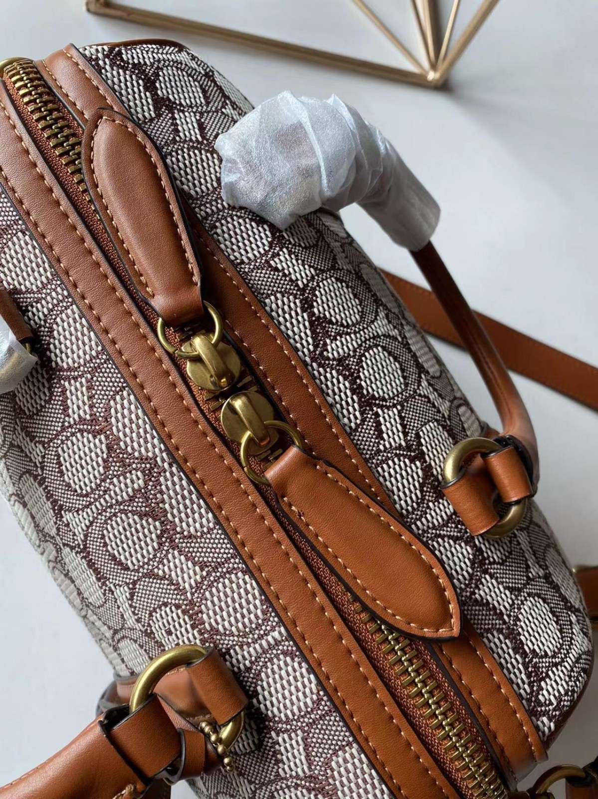 Coach Ruby Satchel 25 Signature Textile Jacquard C8529 Brown