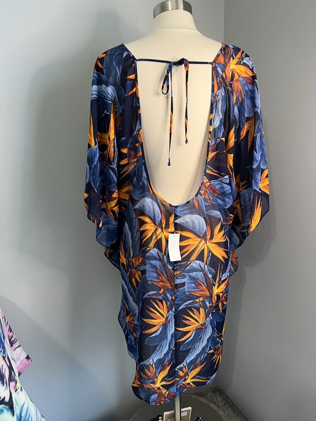 Tropical Escape Size XL Multi Floral Beach Coverup Resortwear Swim Vacation Boho