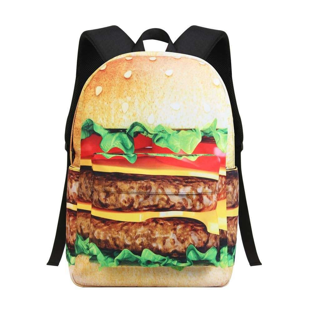 17.3 Inch School Backpack Middle School Kids Hamburger Laptop Book Bag