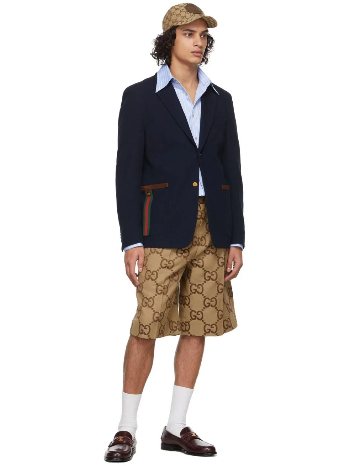 🆕️NEW Authentic GUCCI Beige/Ebony JUMBO GG Canvas Men’s Shorts IT-50 W-32″