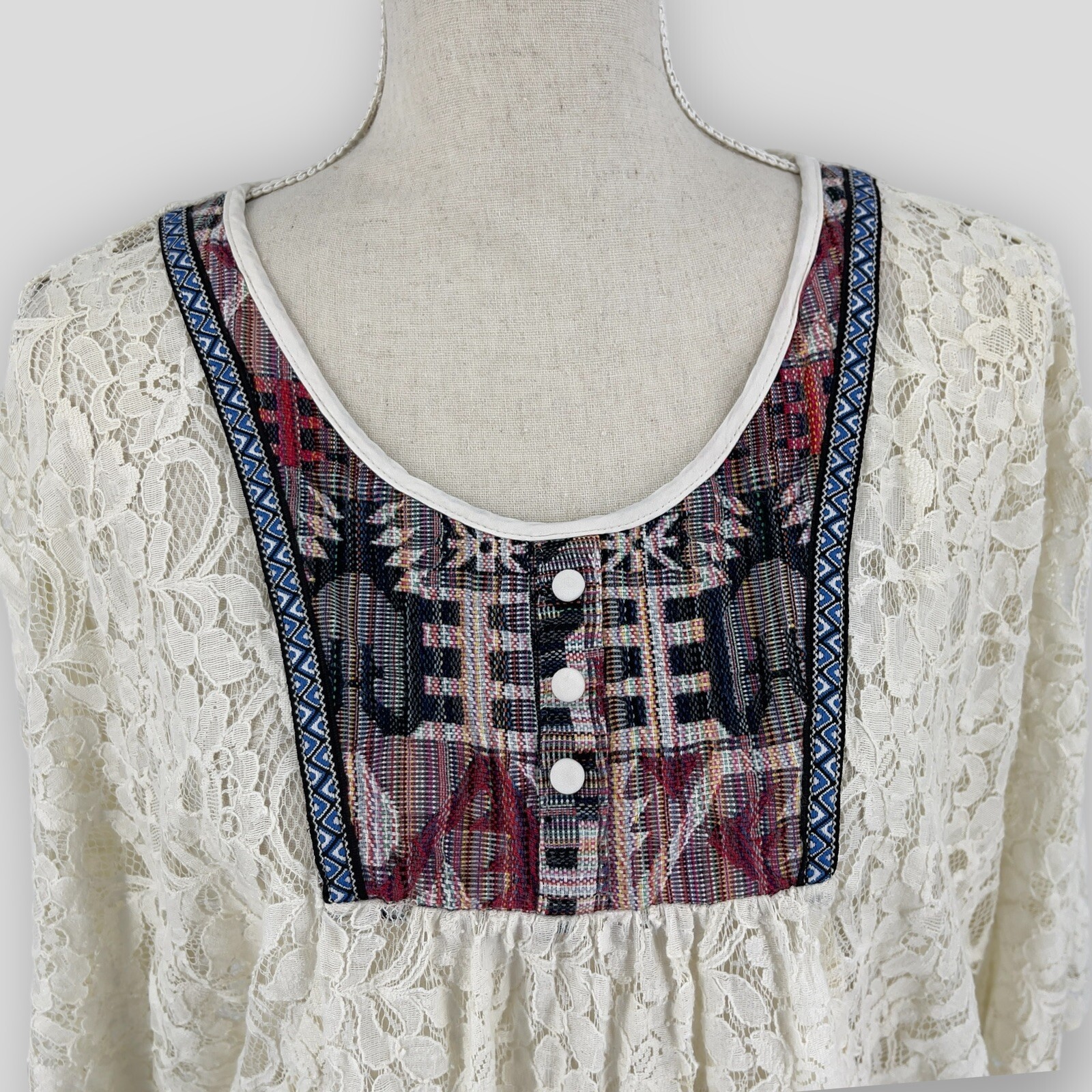 Flying Tomato Poncho Blouse Womens Short Sleeve Lace Batwing Bohemian Top Medium