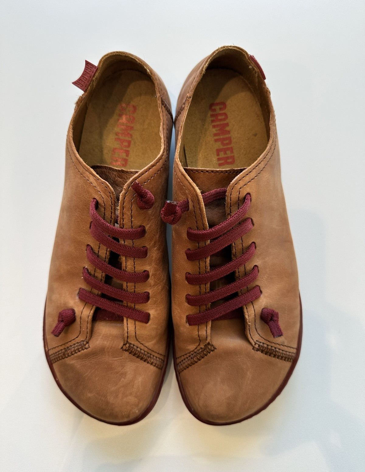 Camper 20848-211 Brown Leather Lace-Up Casual Sneakers Round Toe US 9.5 EU 40