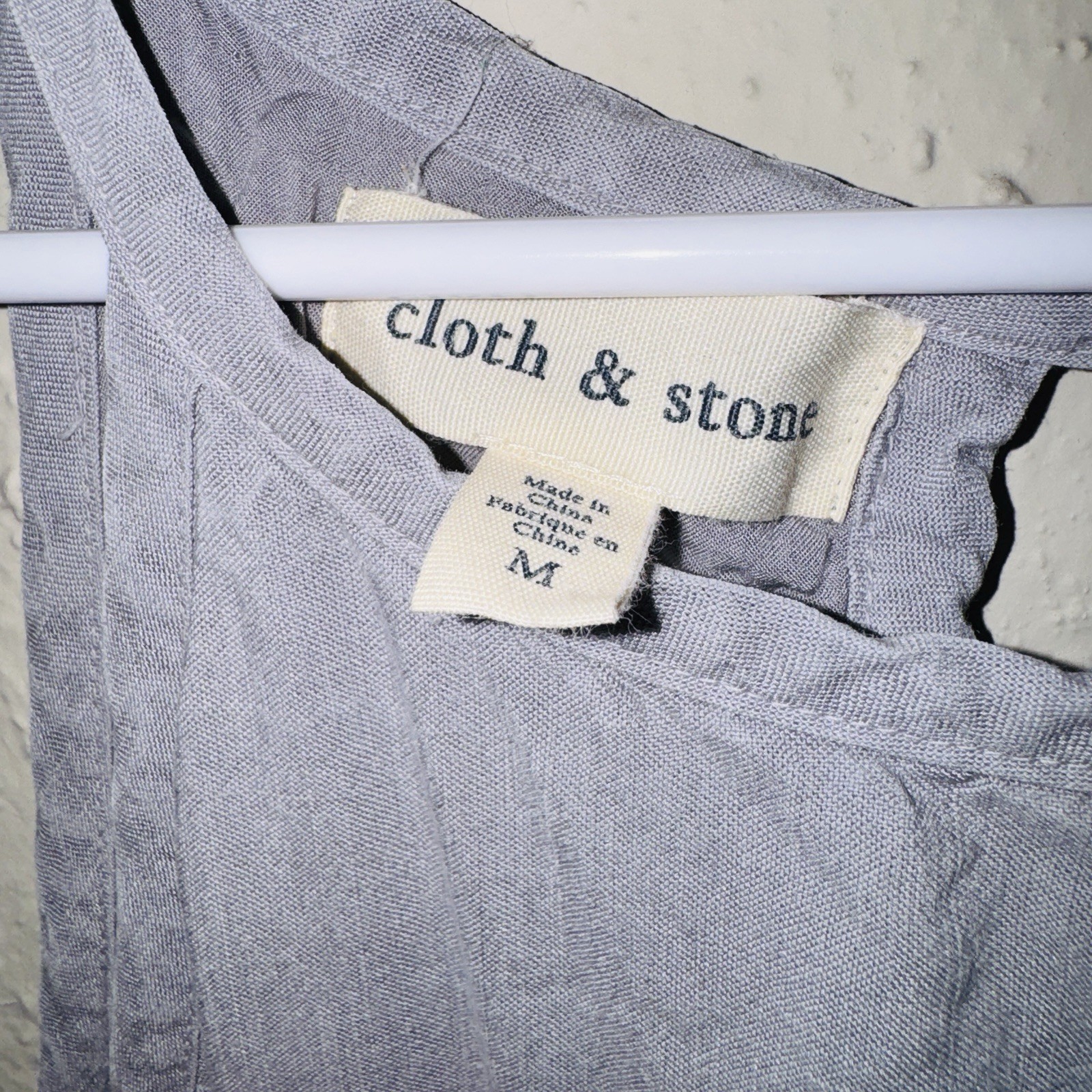 Cloth & Stone Gray Solid Shift Dress Scoop Neck Sleeveless Tie Fringe Short M