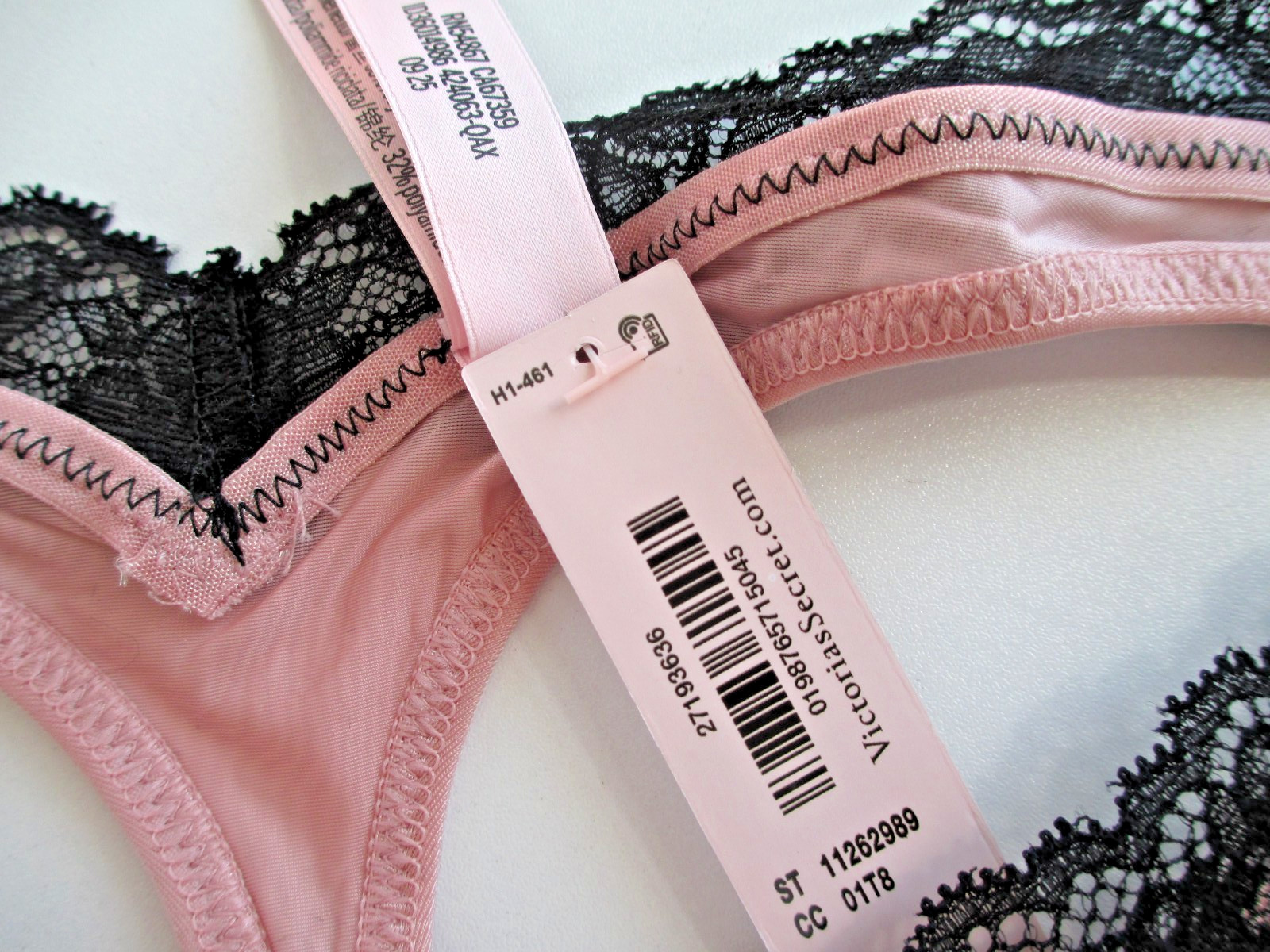 VICTORIA’S SECRET VERY SEXY High Leg Thong Panty S M L XL Pink Black Lace Trim