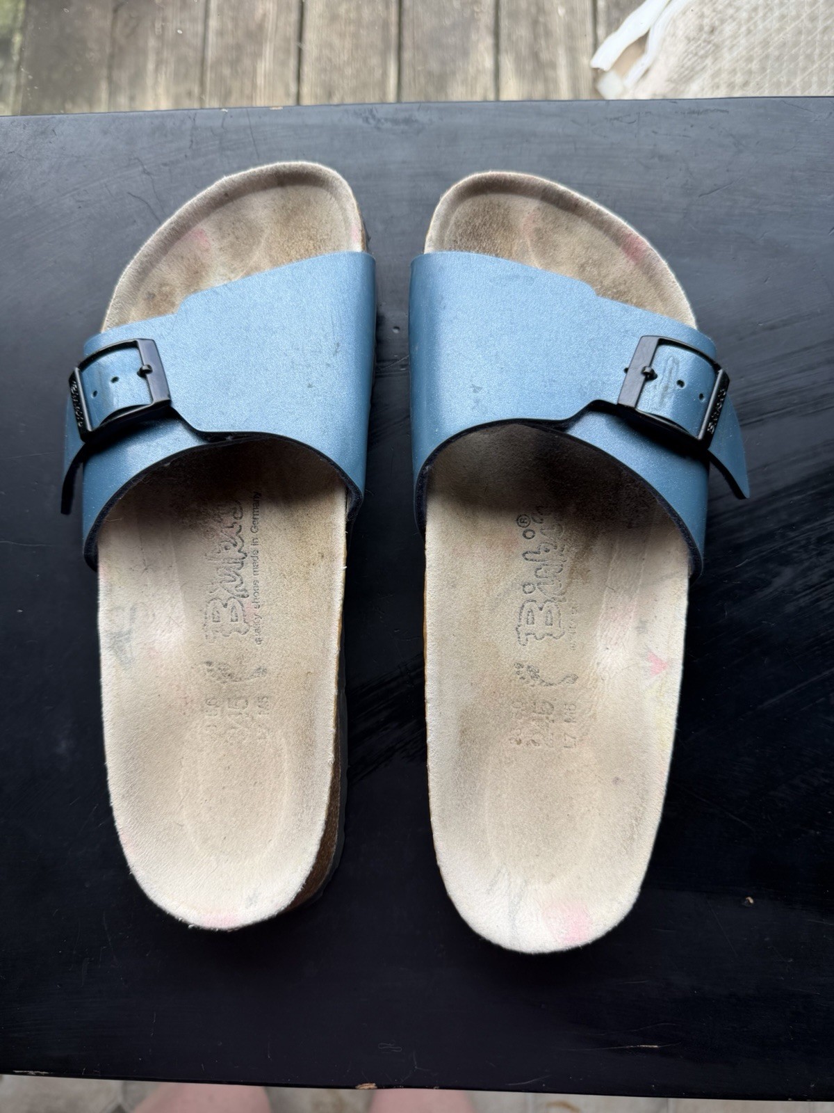 Birkenstock Birkis Catalina Glitter Blue Patent Size 38 Women’s US 7.5 Slides