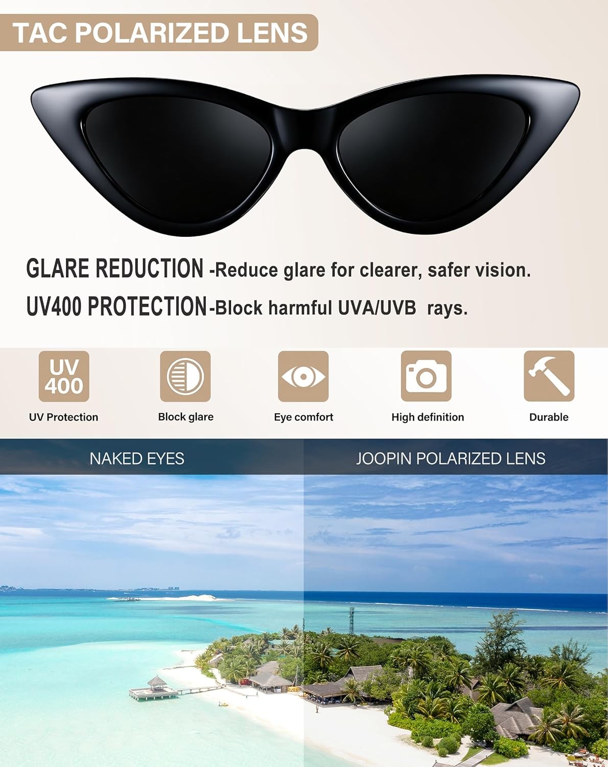 Joopin Polarized Cat Eye Sunglasses for Women Vintage Cateye Sun Glasses UV400 P