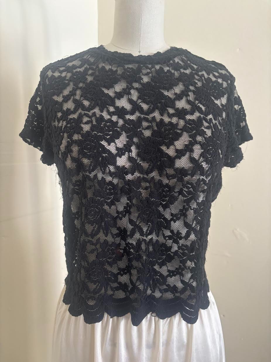 Vintage Y2K Ambiance Lace Babydoll Tee Size Large