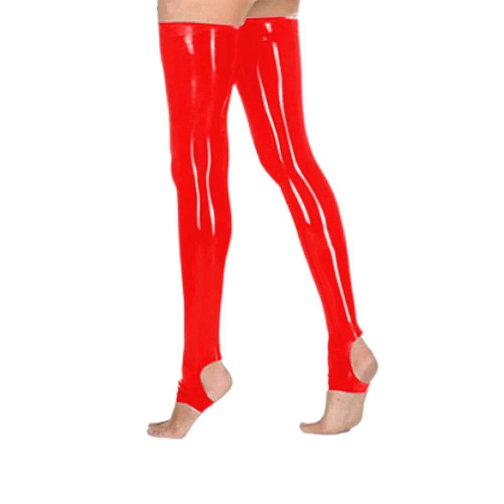 Unisex Sexy Lingerie PVC Stocking Exotic Open Toe Foot Stockings High Tube