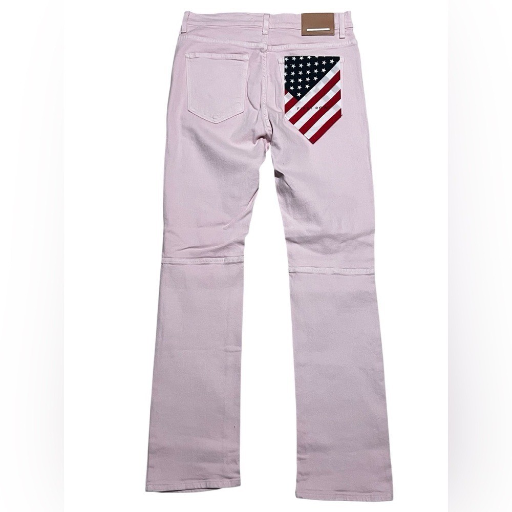First Row men’s slim straight Pink Distress jeans pants American Flag size 34X32