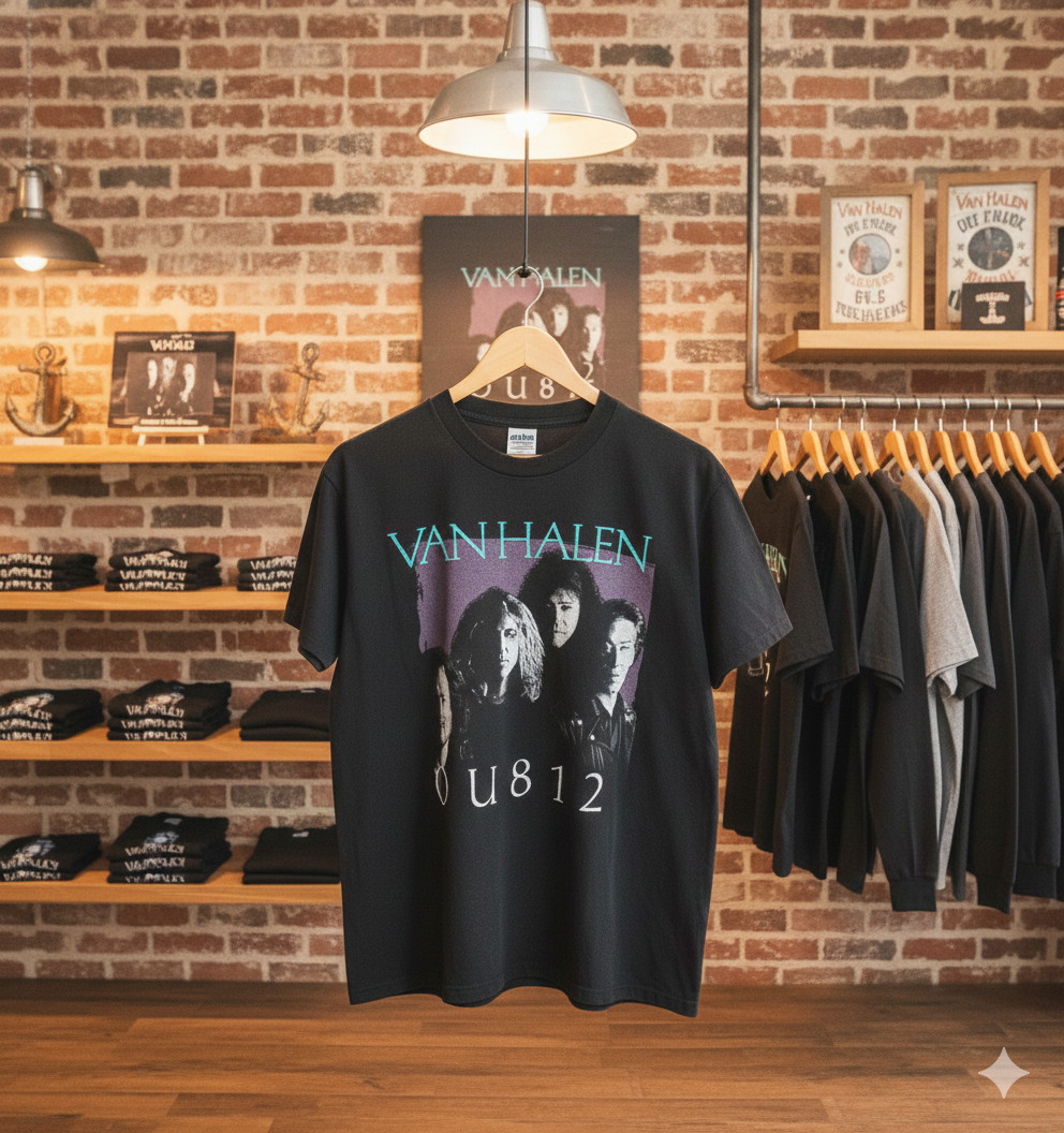 Van Halen OU812 Album Graphic T Shirt Vintage Rock Band Black Tee – T611