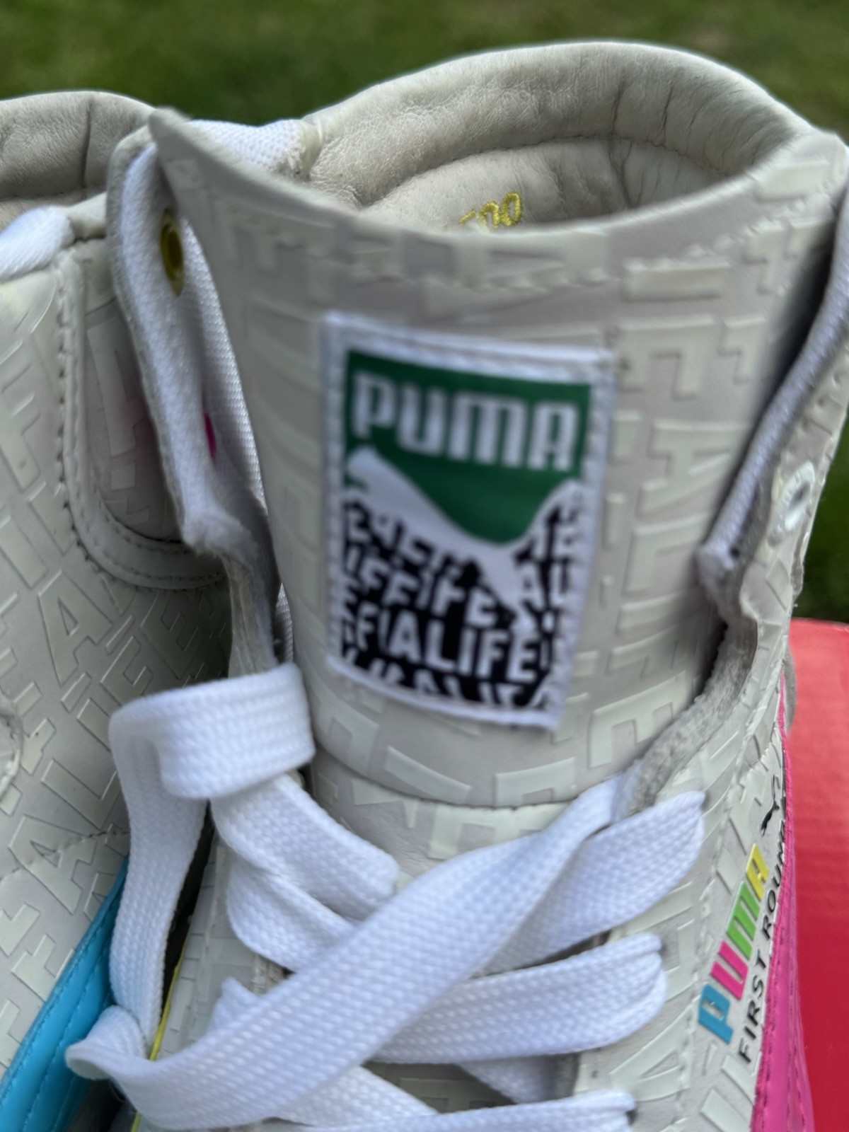PUMA First Round NY Men’s High Top Athletic Sneakers White Multi Color Lace Up
