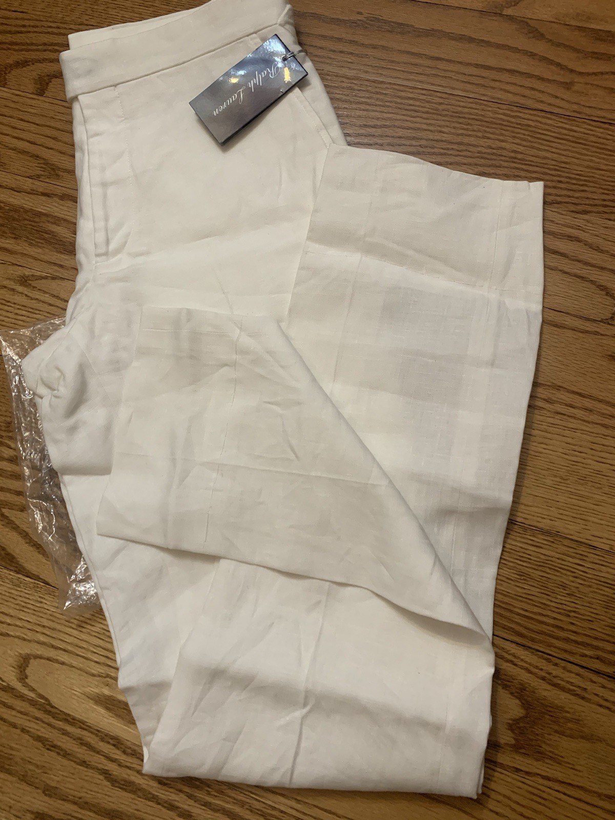 NWT Ralph Lauren PURPLE LABEL LINEN TROUSERS 30×34 SIDE TABS WHITE ITALIAN Pants