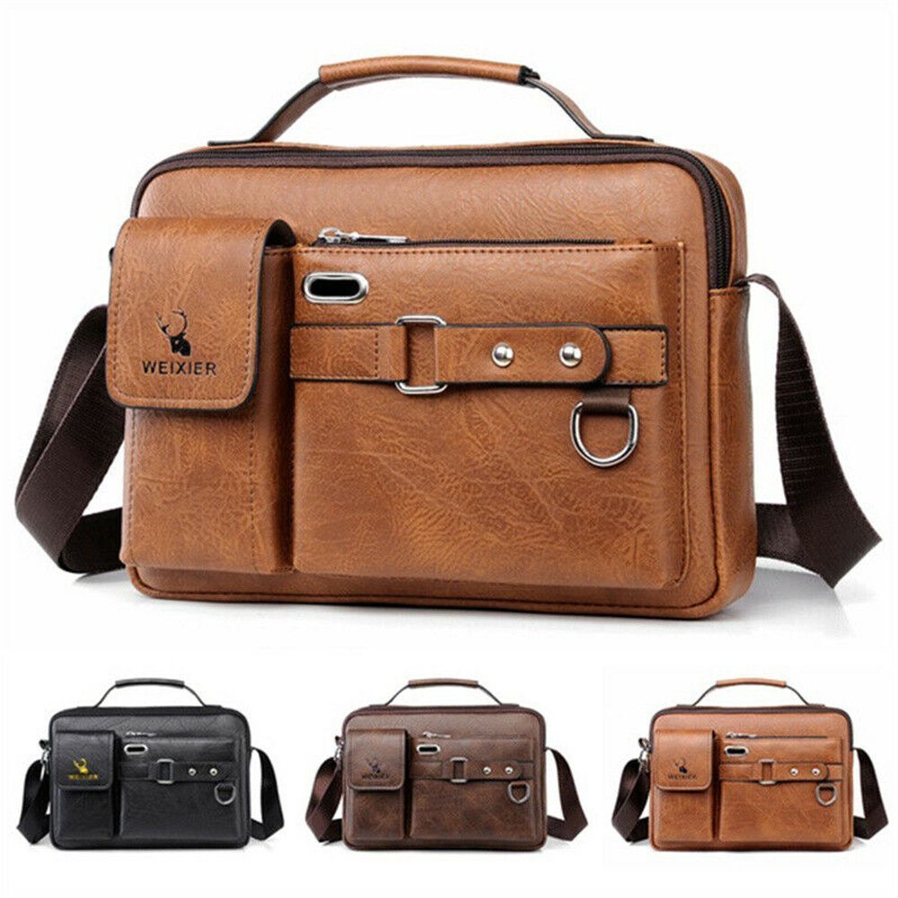 Men Messenger Bag Vintage Leather Briefcase Laptop Bag Satchel Shoulder Bag