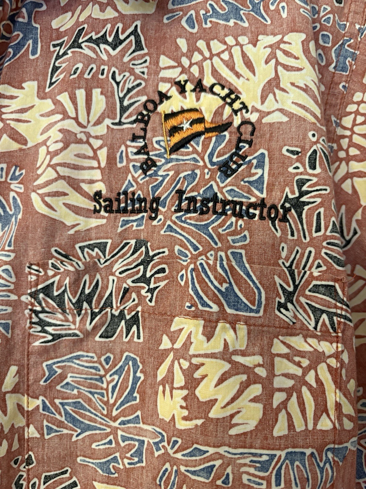 Go Barefoot Hawaiian Button Down Shirt w/embroidered BALBOA YACHT CLUB Size S