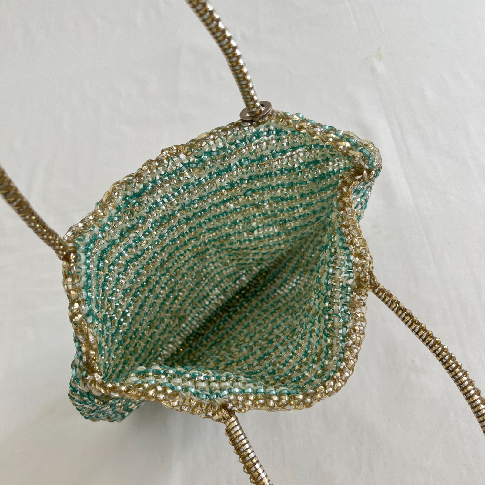 ANTEPRIMA Tote Bag Handbag Blue Gold White Mesh PVC Wire Square