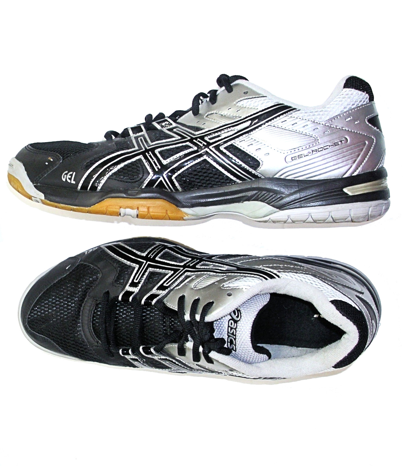 ASICS B207N Gel Rocket 6 size 14 Black/Silver Batmitton Volleyball Sneaker Shoes