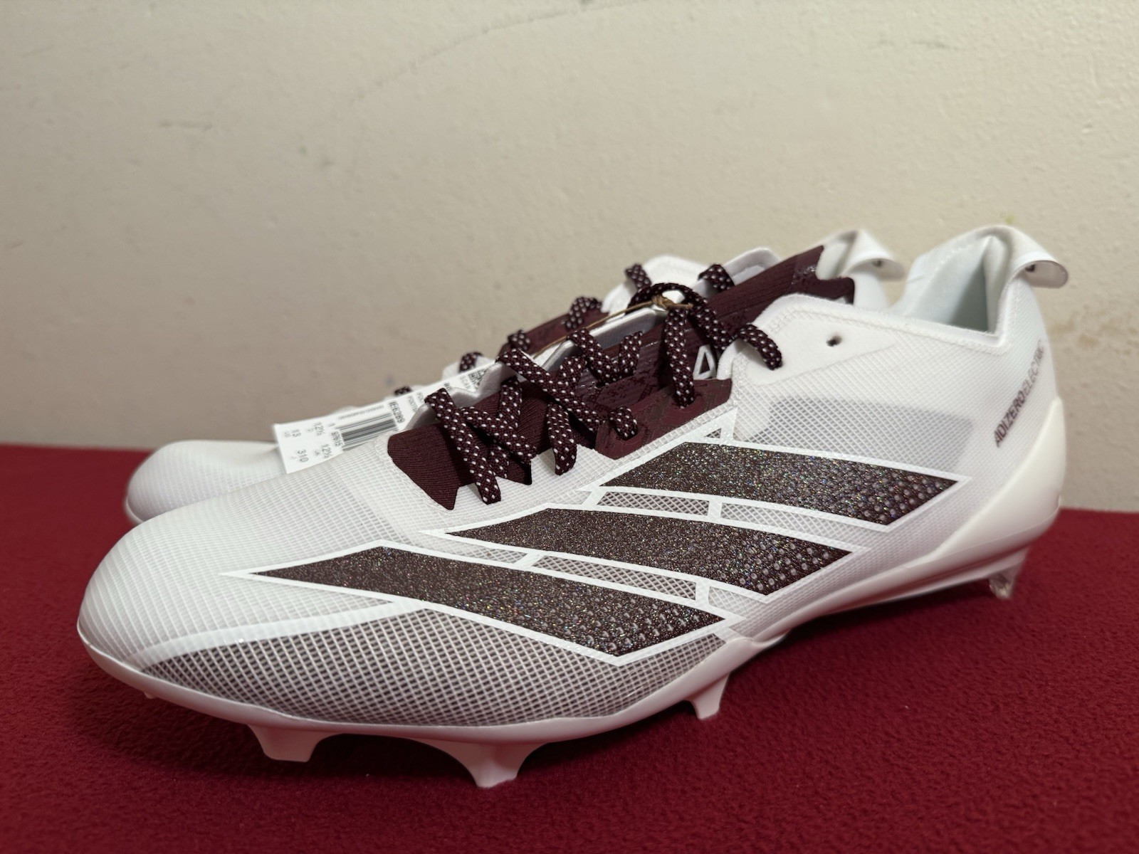 Adidas Adizero Electric Football Cleats White Maroon IE6289 Size 13 NEW