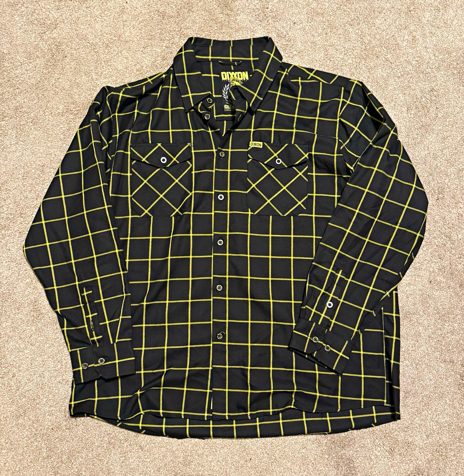 Dixxon Men’s ChessBoxin 2XL Black/Yellow Plaid Flannel Long Sleeve