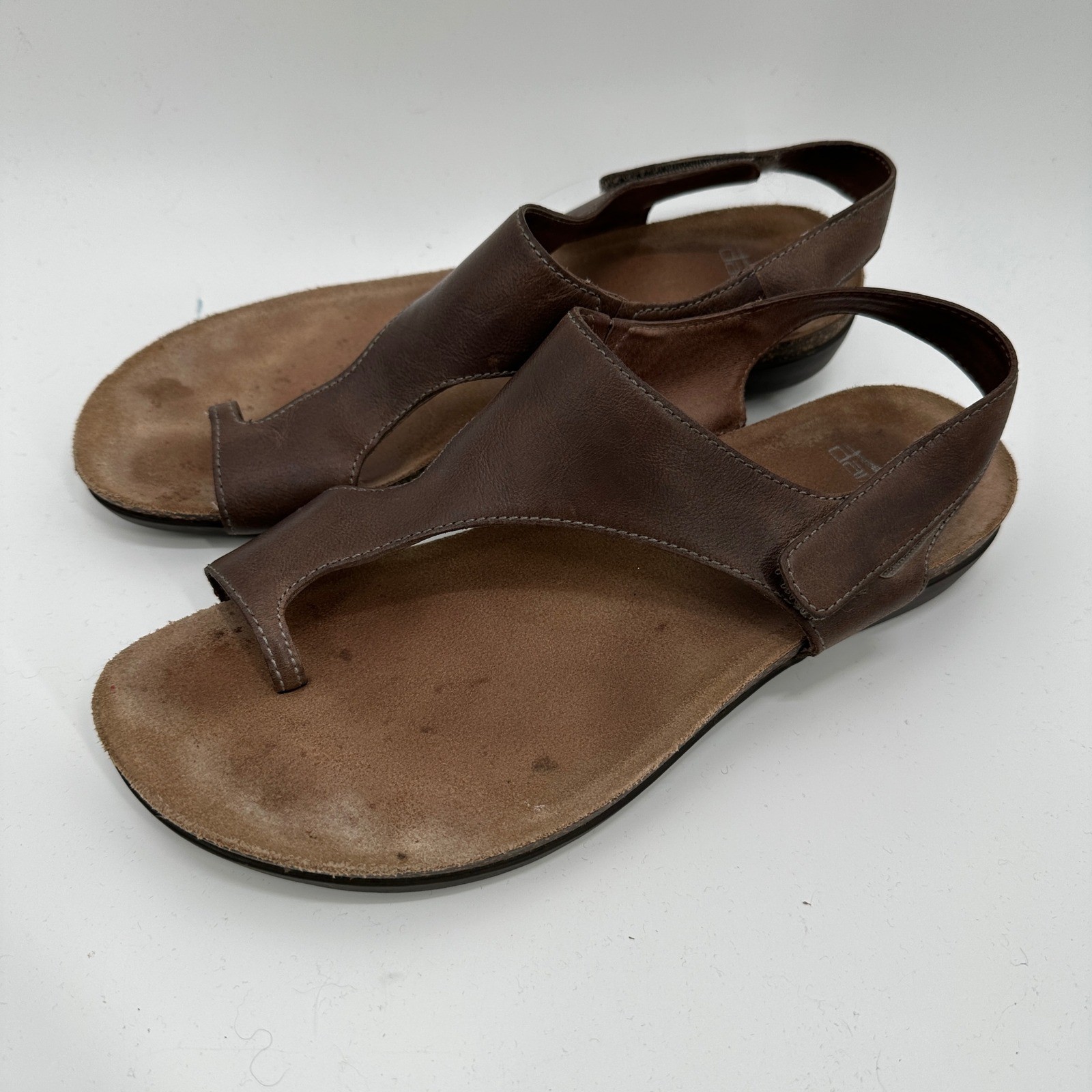 Dansko Reece Brown Leather Toe Loop Sandals Women’s Size 9.5-10 M 40 Hook Loop