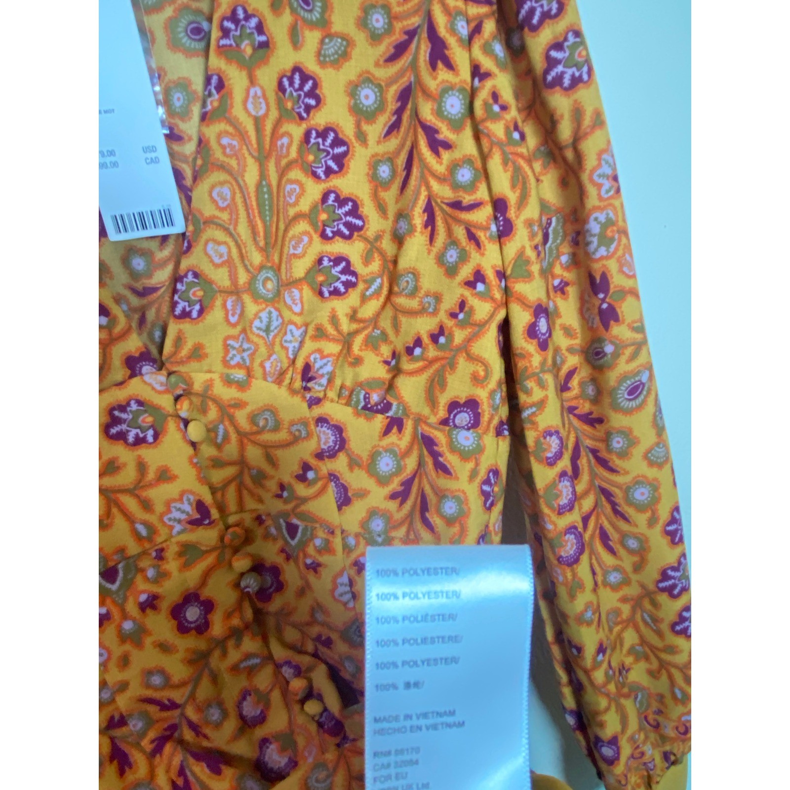 Urban Outfitters Orange Floral Paisley Retro Mod Indie Mini Dress NWT Small