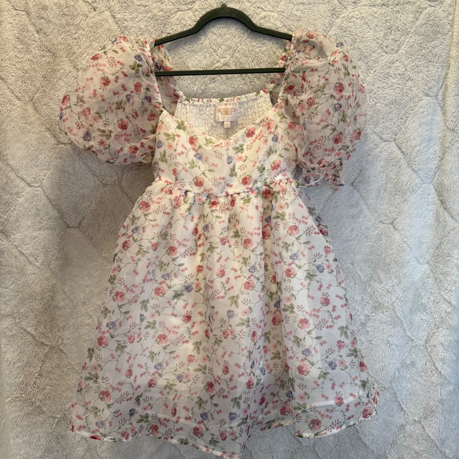 Coquette Cottagecore Floral Puff Sleeve Babydoll Dress Milkmaid Audrey Parks S