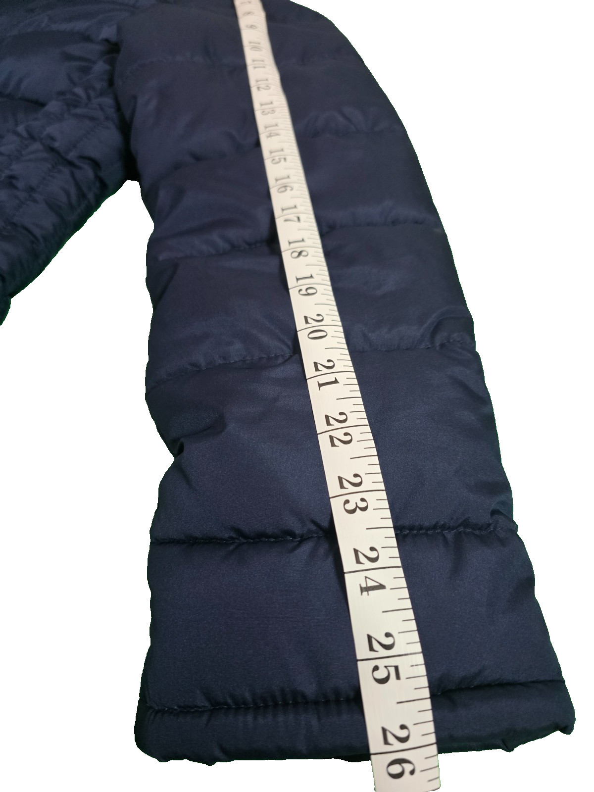Old Navy Womens Large Navy Blue Puffer Jacket Faux Fur Collar Trim Quilted Coat
