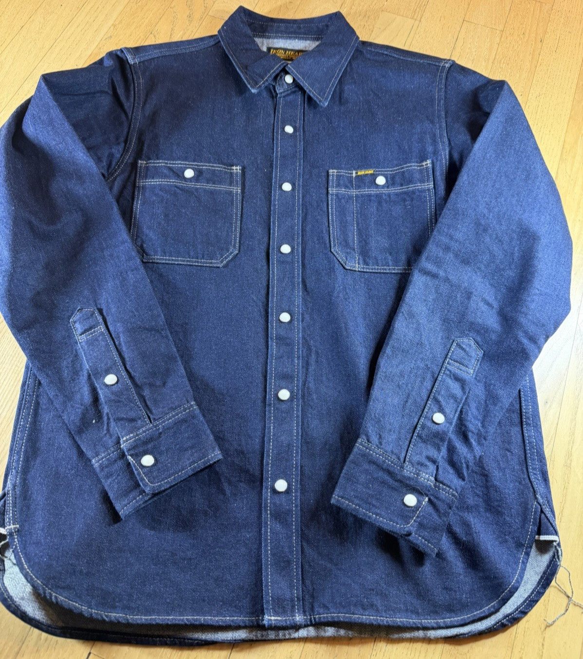 Iron Heart IHSH-326 12oz Denim Snap Work Shirt – Indigo – Large
