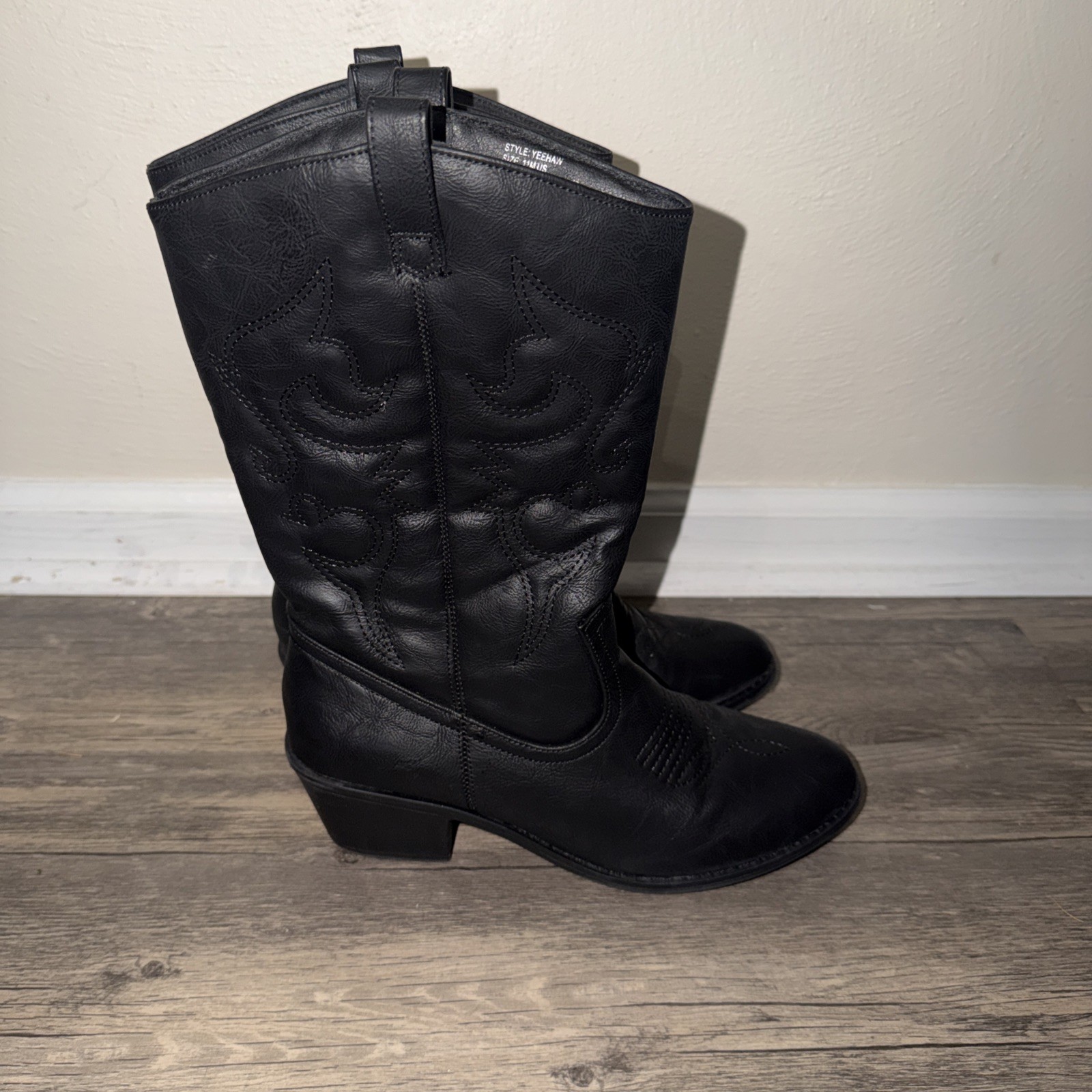 Charles Albert Women’s 100% Vegan Leather Western Black Boots Yeehaw Size 11