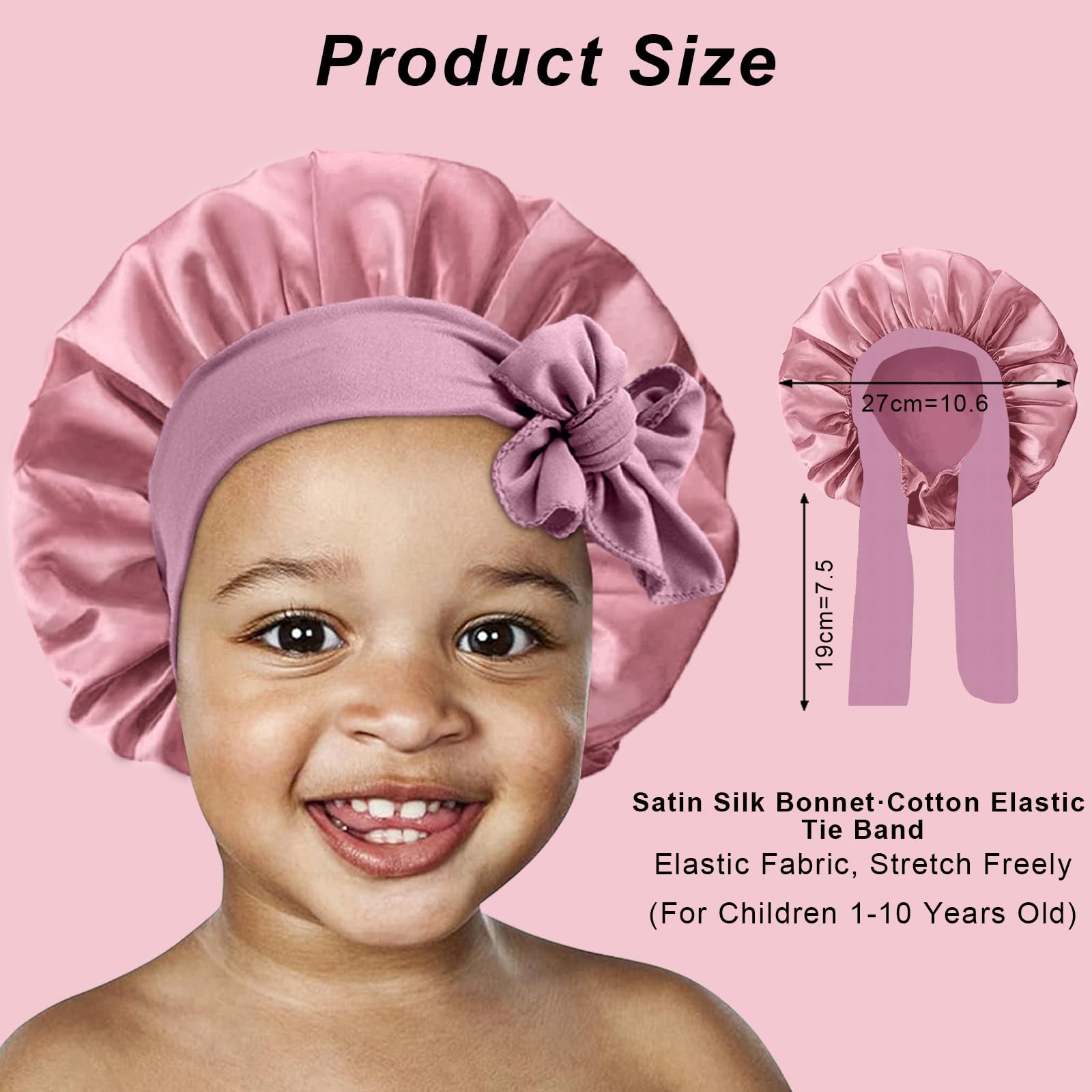 3 Pack Kids Silk Satin Bonnets Toddler Caps for Sleeping Curly Hair Boys Girls..