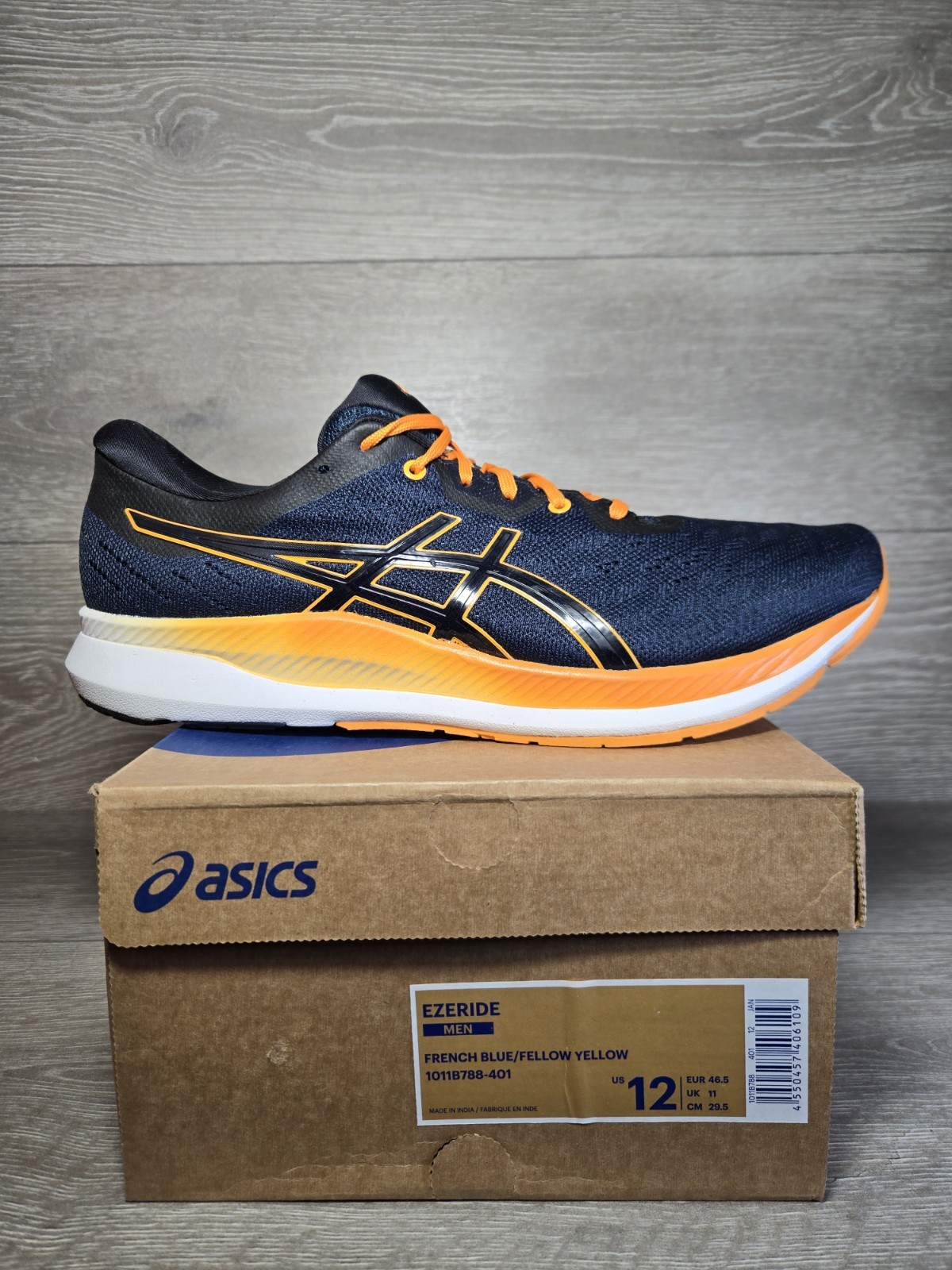 ASICS EZERIDE Running Shoes French Blue/Yellow Men’s 12 Brand New 1011B788-401