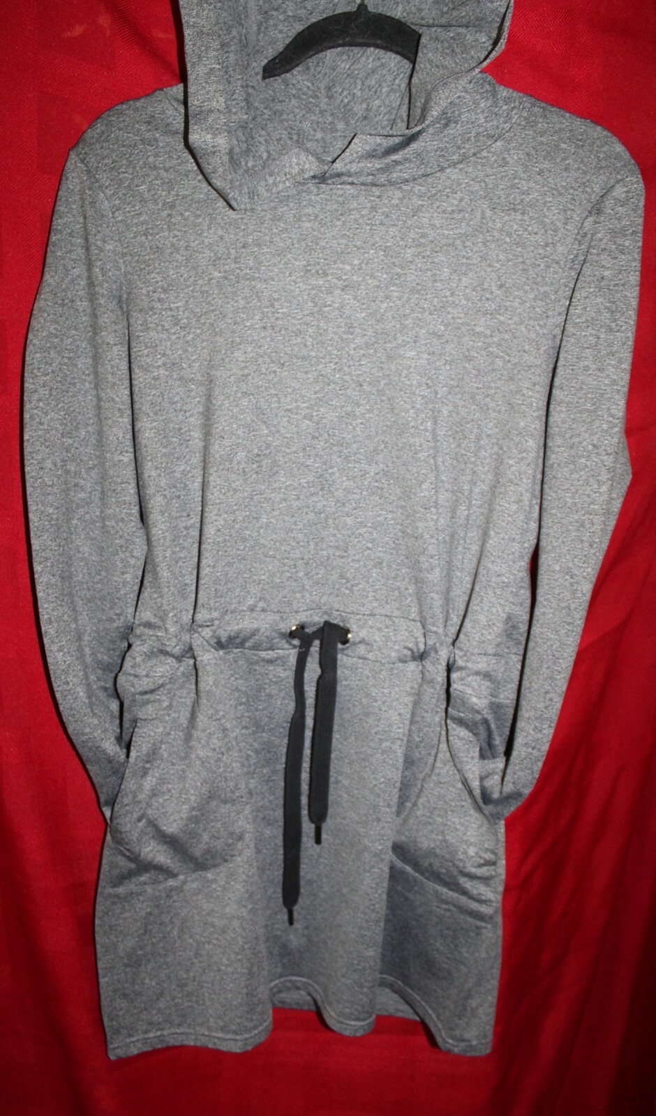 FREEDOM TRAIL by KYODAN WOMEN’S M HOODIE DRAWSTRING SHORT DRESS, GRAY, NWOT