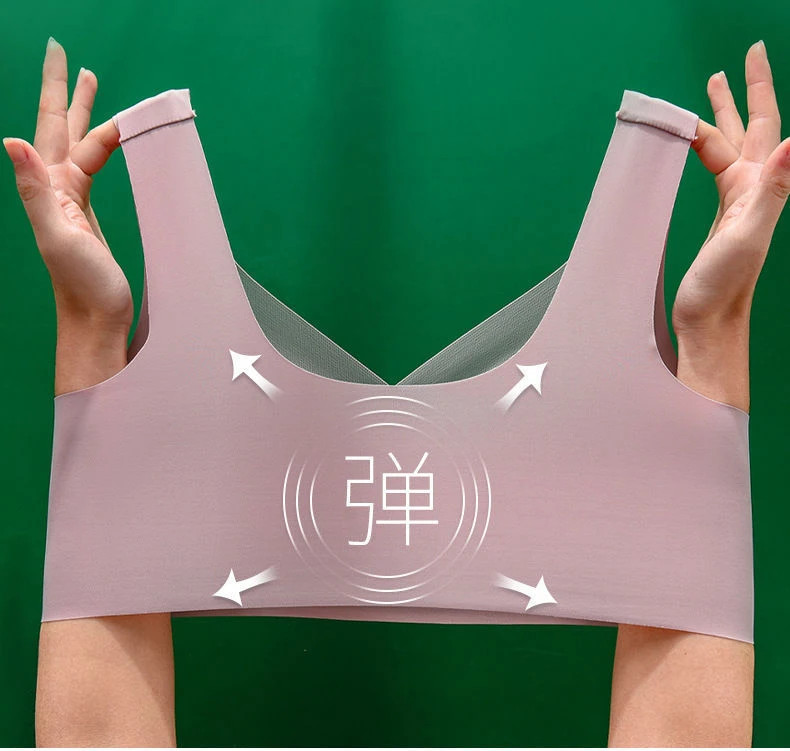 Seamless Ice Silk Sports Bra Wireless Large Size Comfort Vest Bralette 3 Pcs