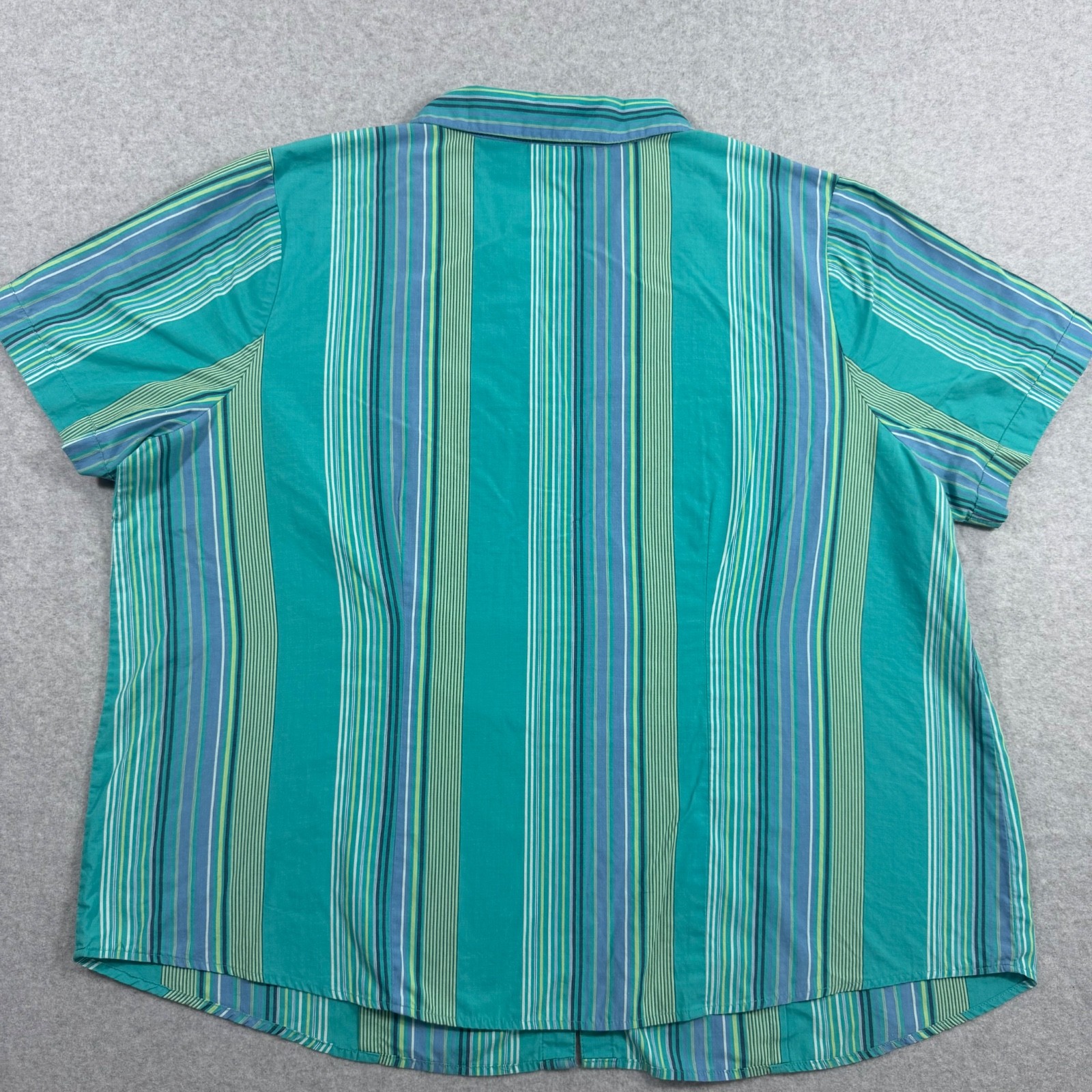 White Stag Women Plus 22W 24W Teal Striped Button Up Shirt Top