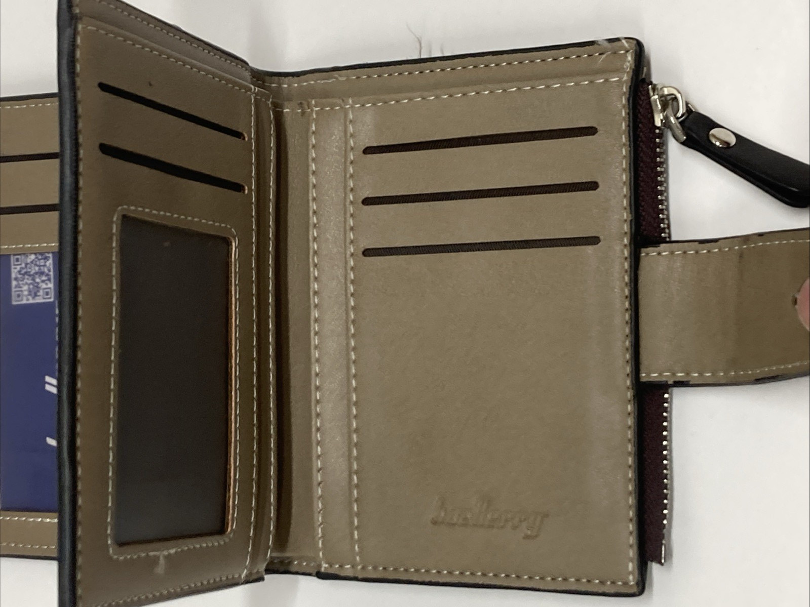 Baellerry Dark Brown Bi-Fold Wallet Coin Pocket Zipper PU Synthetic Leather 2016