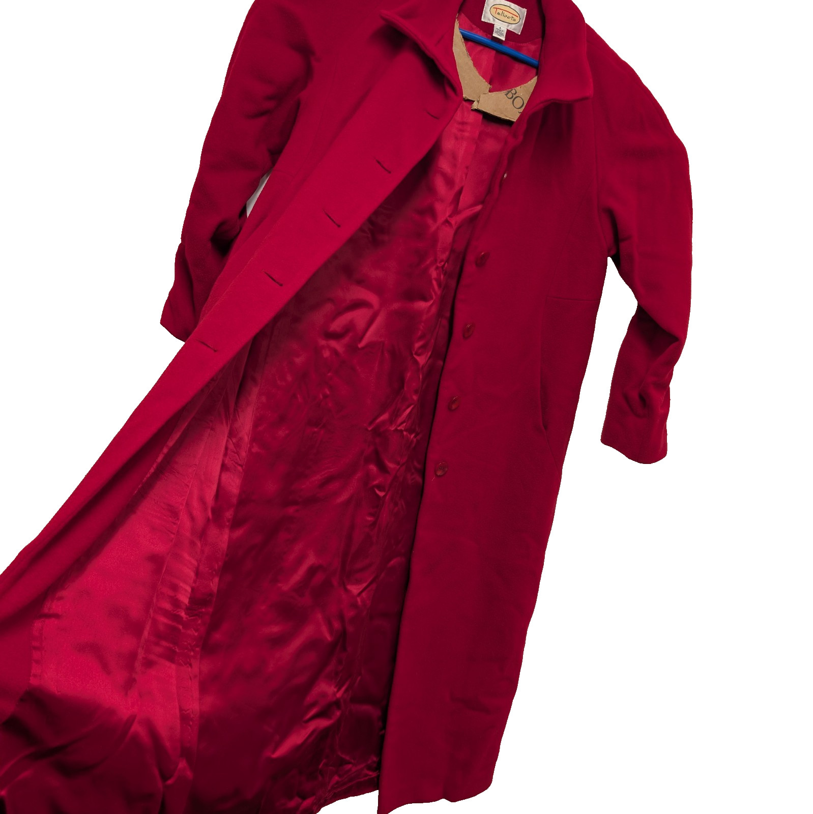 Talbots Wool Long Overcoat – Deep Red Women’s Size 4 90% wool 10% Cashmere