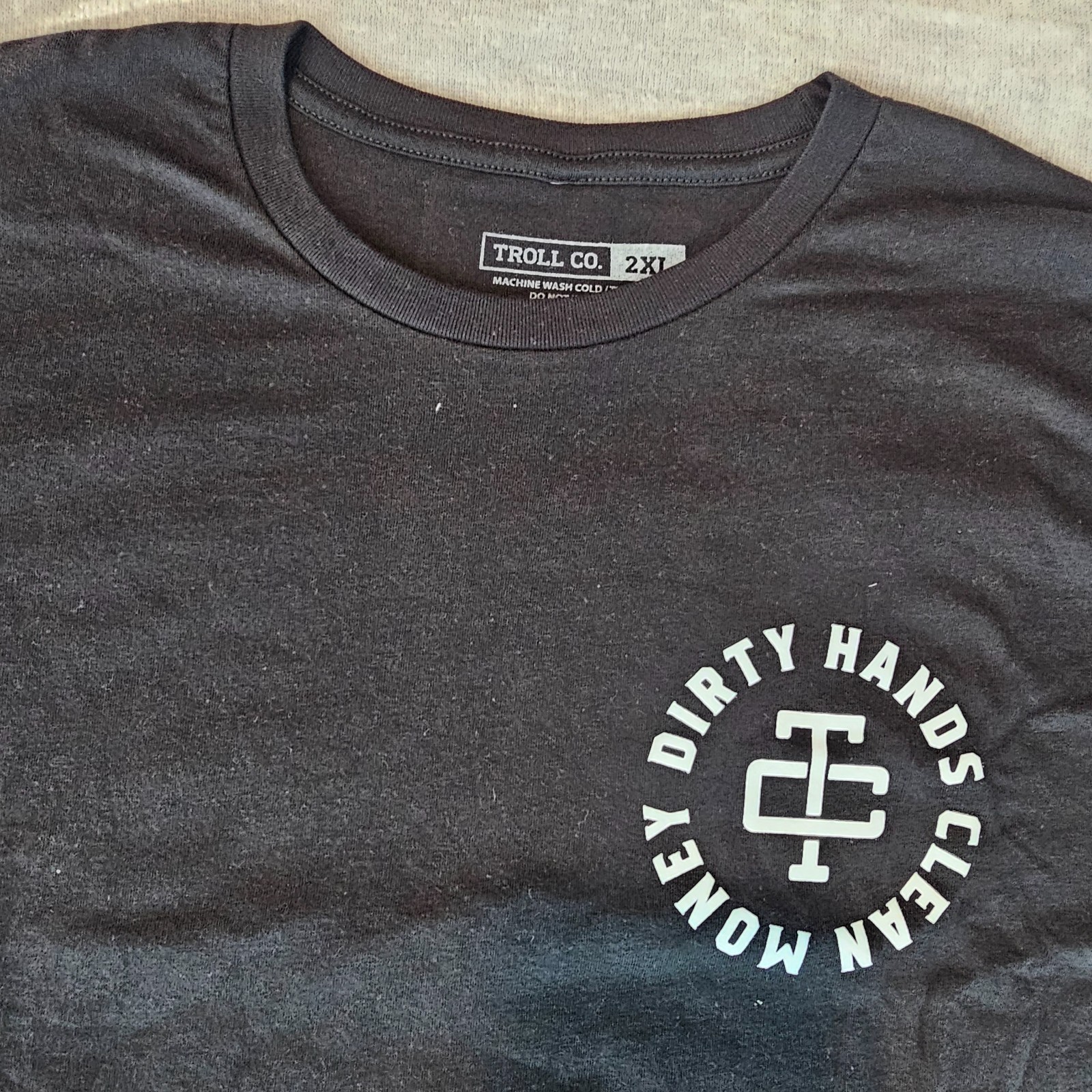 TROLL CO Dirty Hands Clean Money Twisted Wrenches Mens Black Short Sleeve 2XL