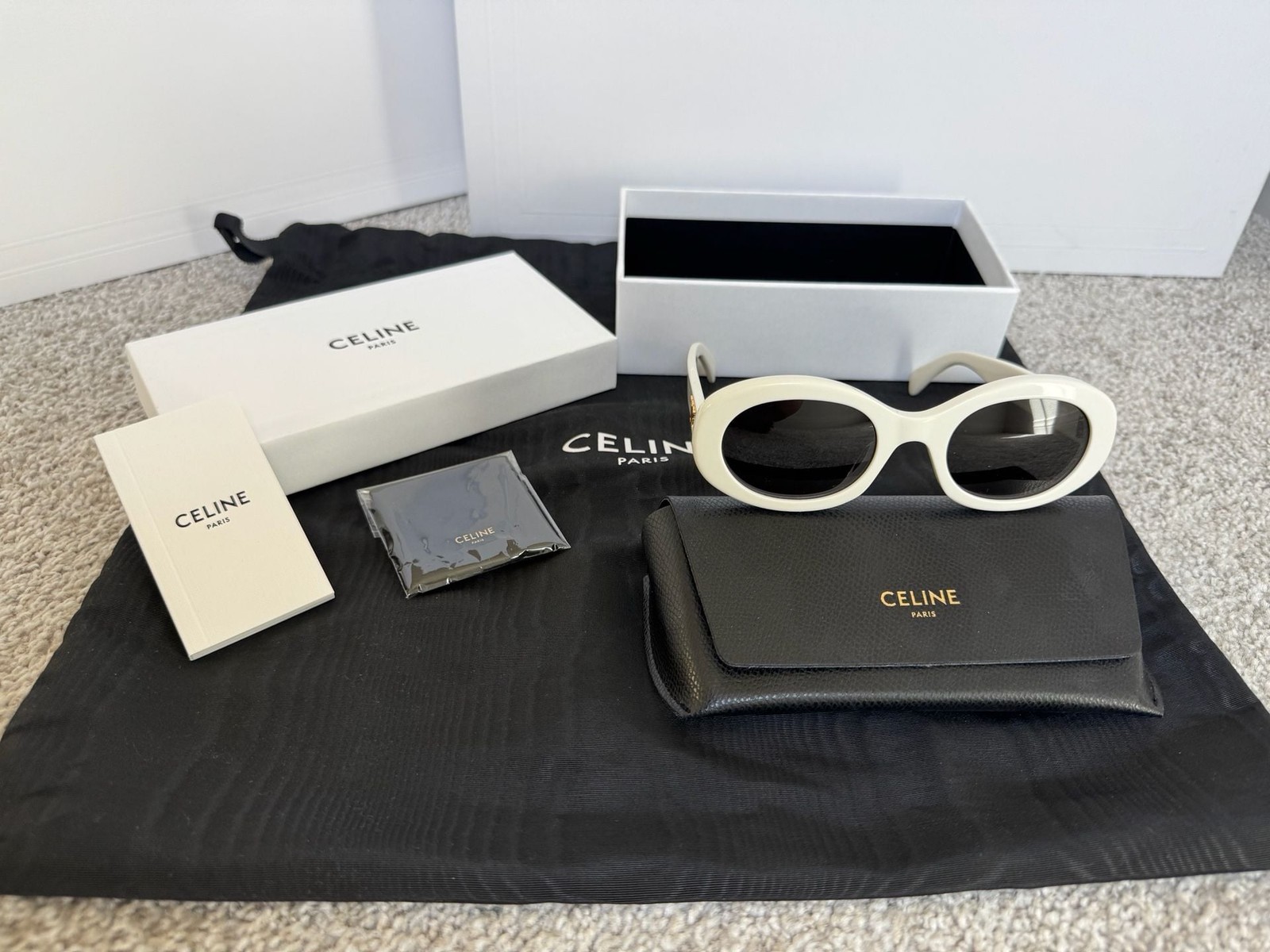 Celine Triomphe 01 CL40194U Oval Sunglasses in Ivory Acetate