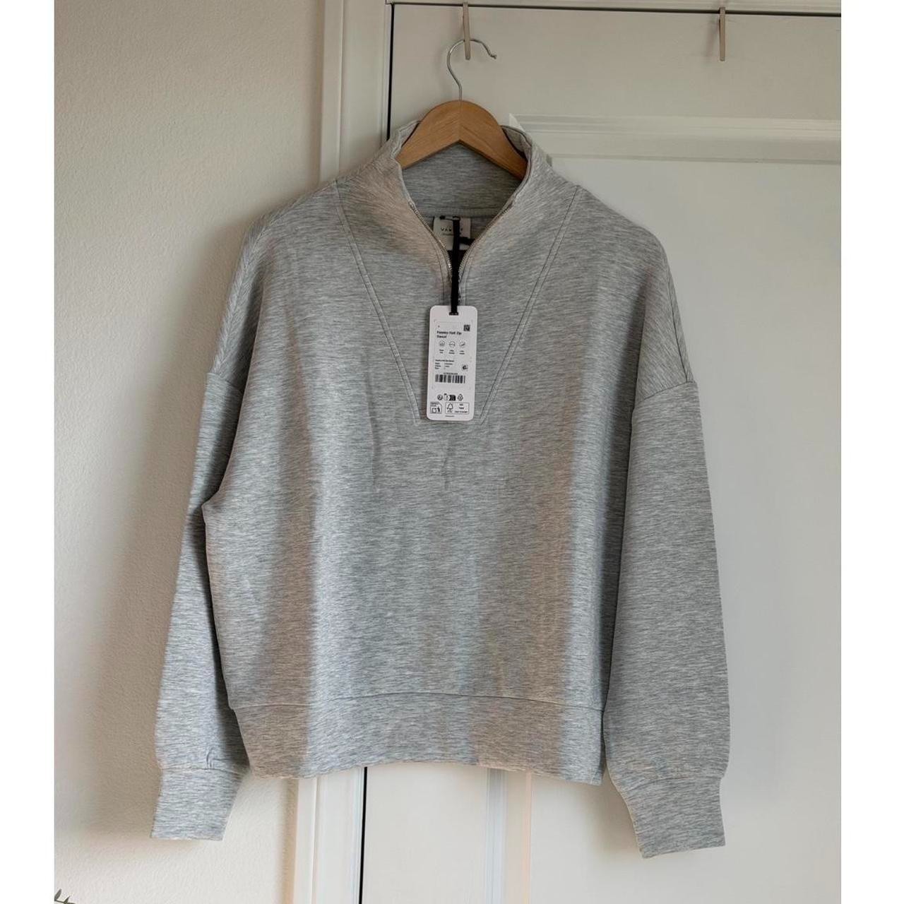 Varley Hawley Half-Zip Sweat in Light Grey Marl, Size Small