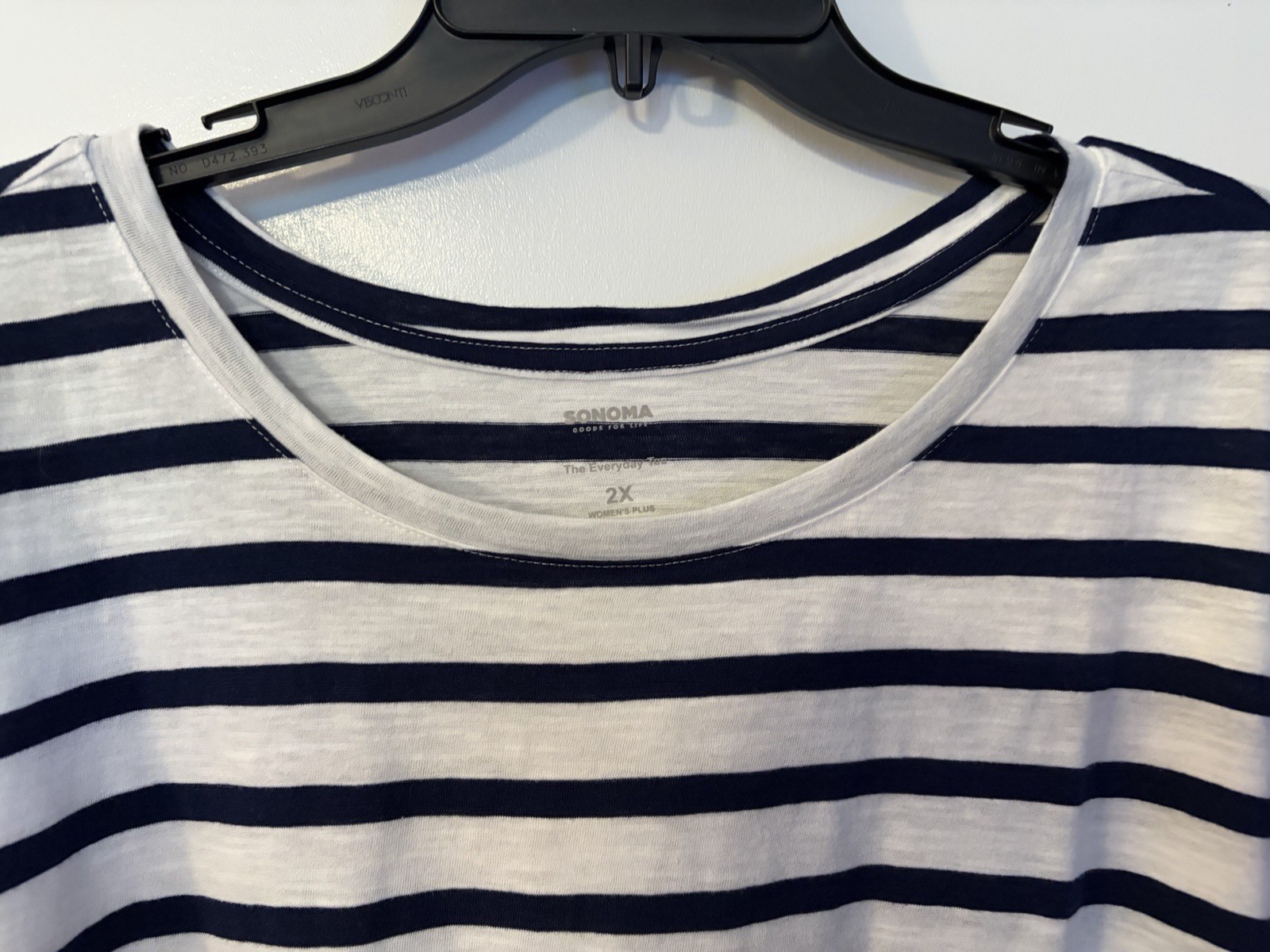 NEW! Women’s Sonoma Everyday Tee Long Sleeve White w/Black Stripes Size 2X
